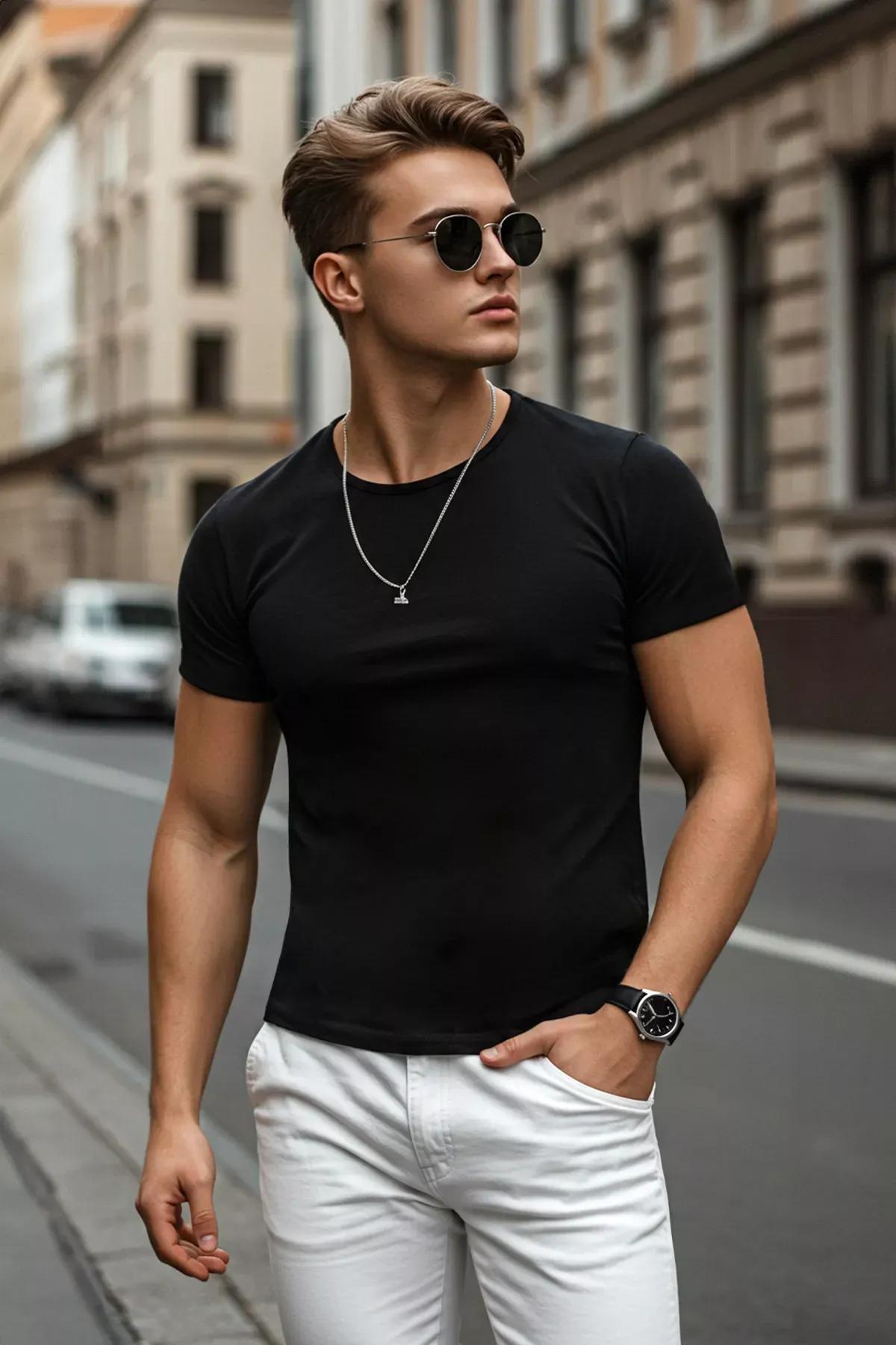 Black Slim T-Shirt, , large image number 1