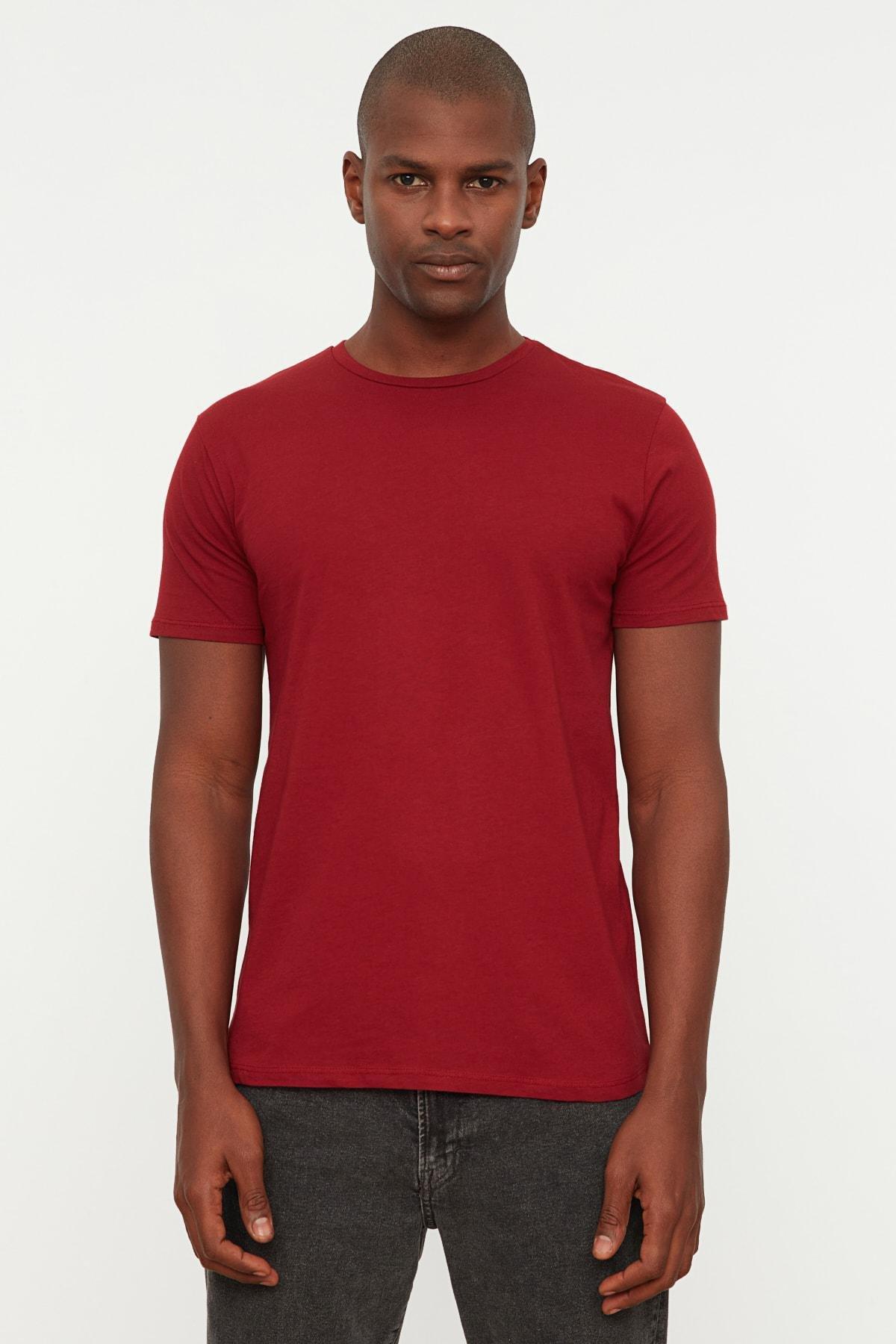 Burgundy Basic Slim T-Shirt, , medium