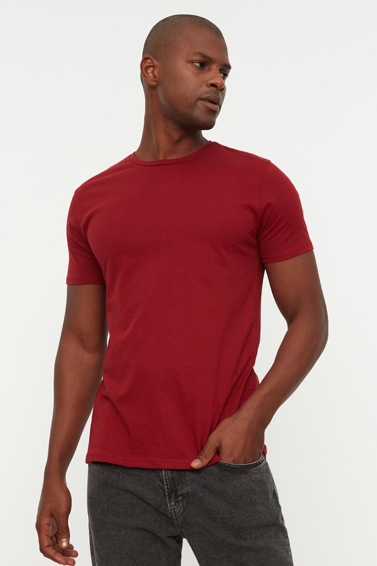 Burgundy Basic Slim T-Shirt, , large image number 2