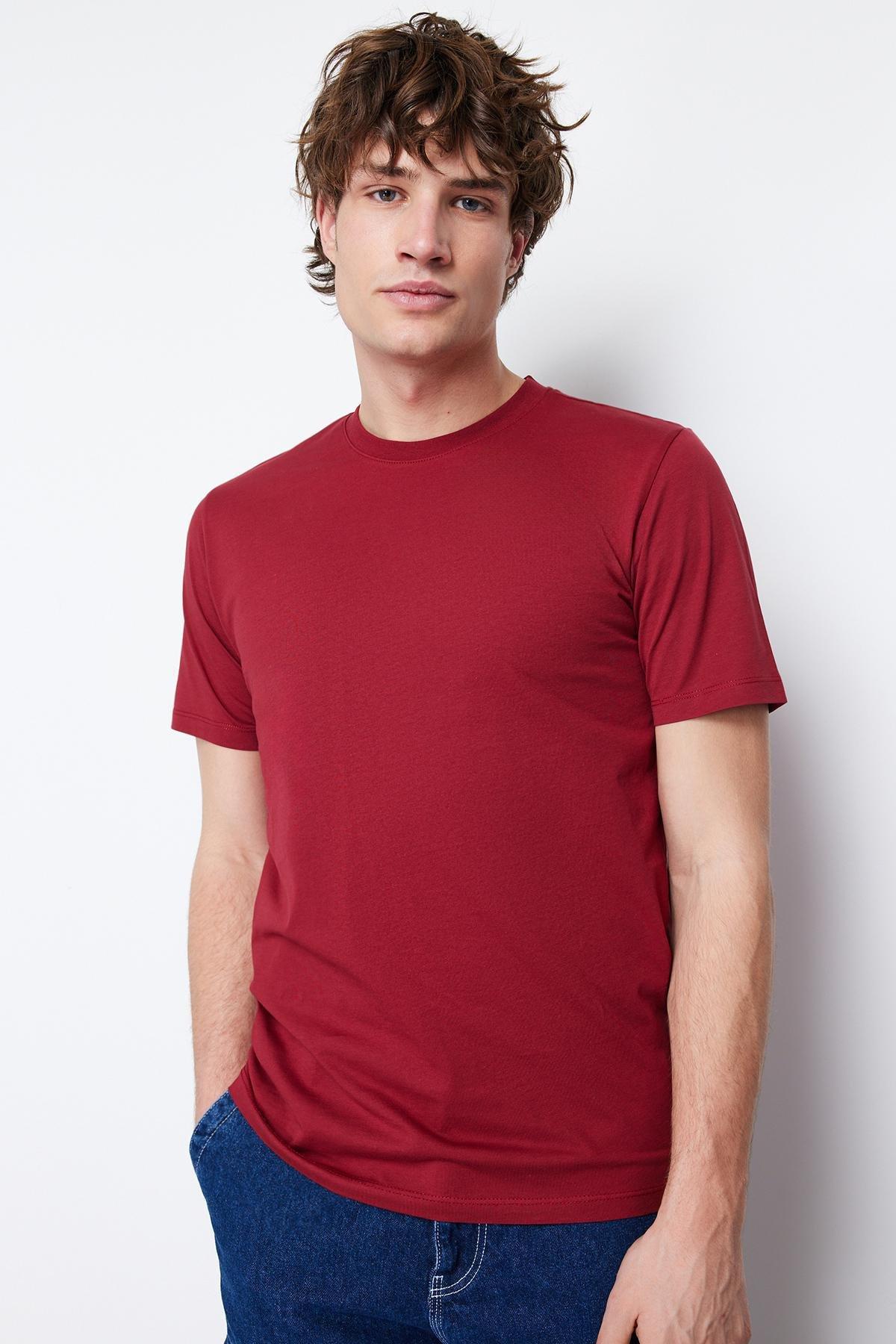 Burgundy Basic Slim T-Shirt, , large image number 3