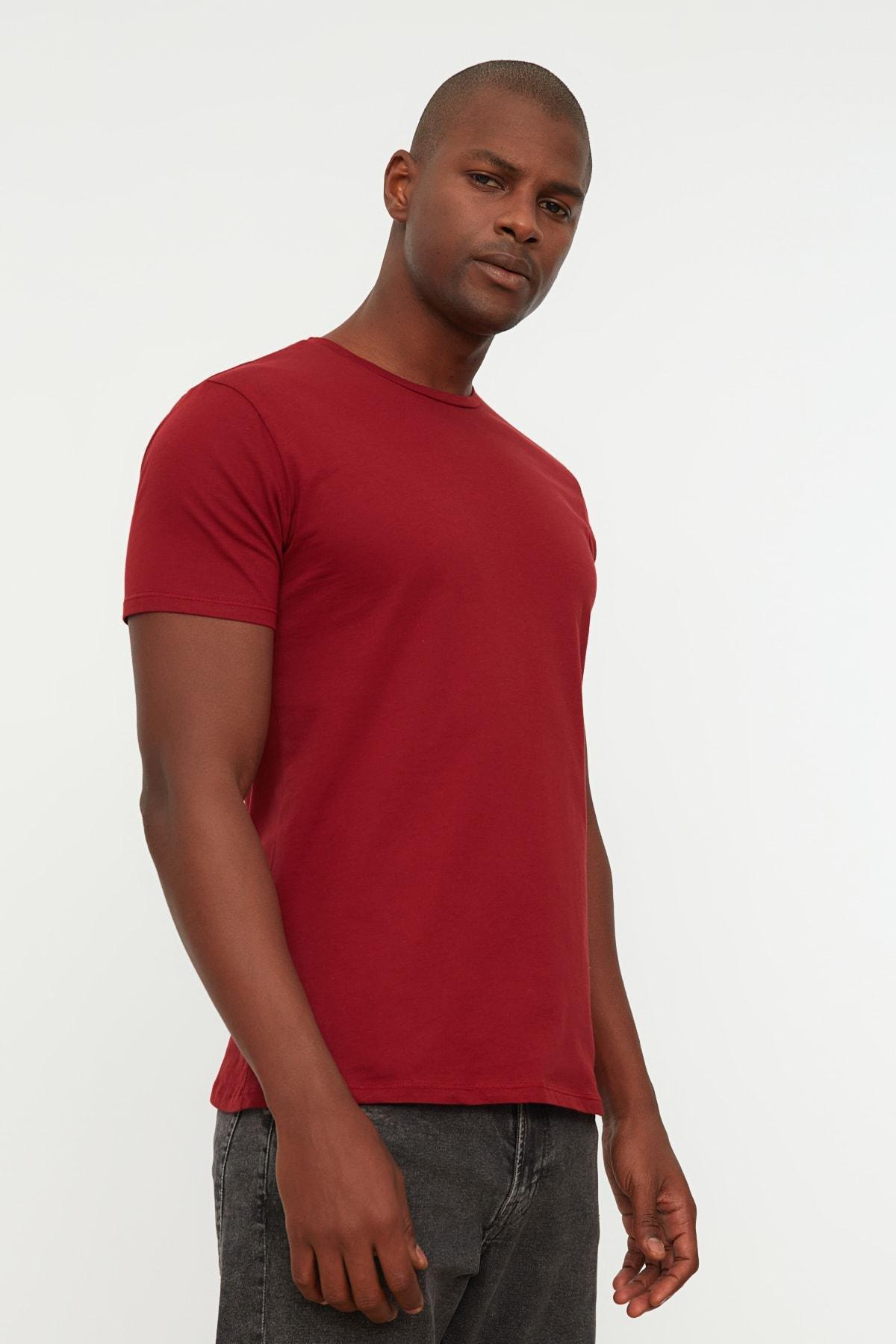 Burgundy Basic Slim T-Shirt, , large image number 4