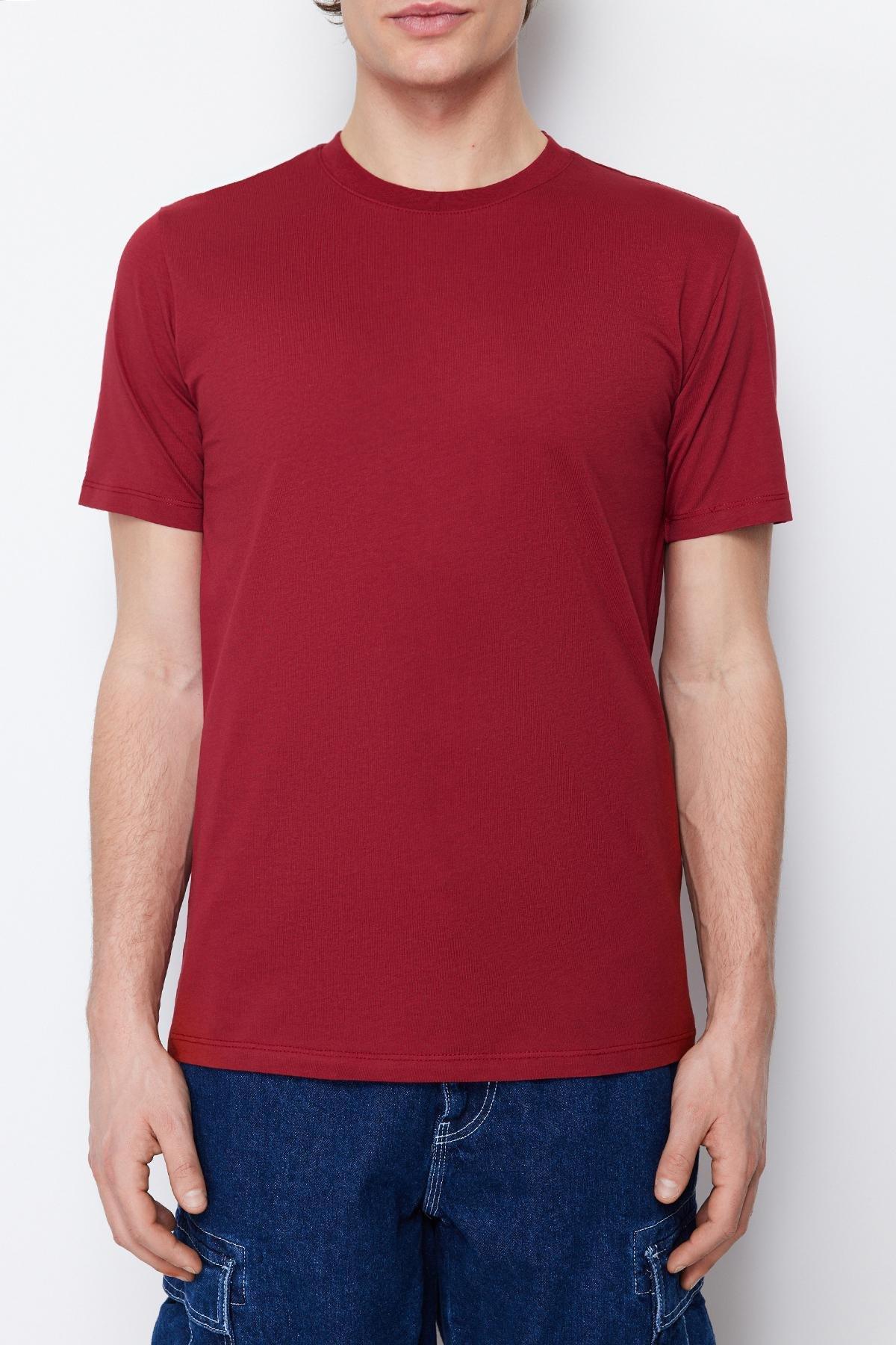 Burgundy Basic Slim T-Shirt, , large image number 7
