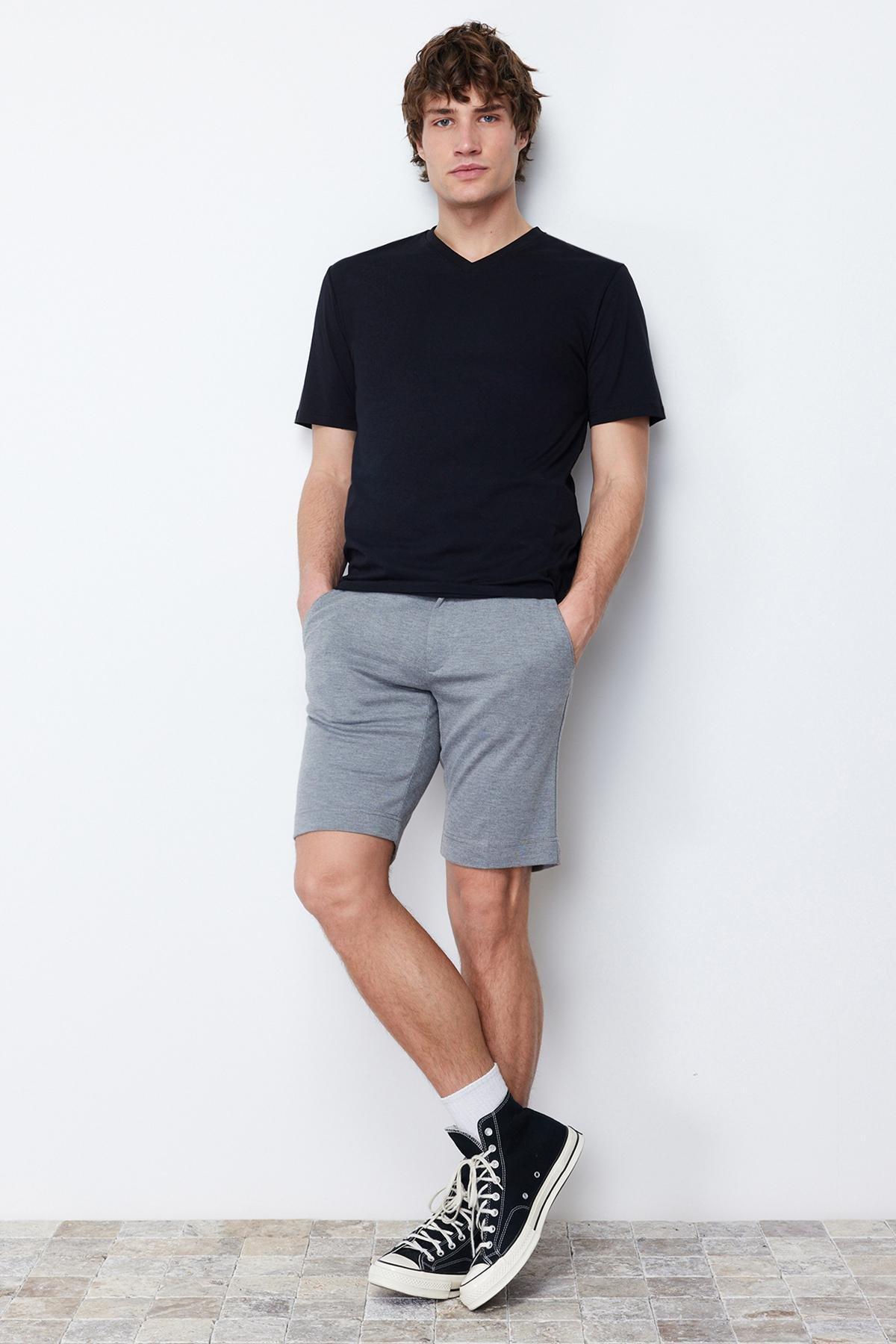 Black Slim V-Neck T-Shirt, , large image number 1