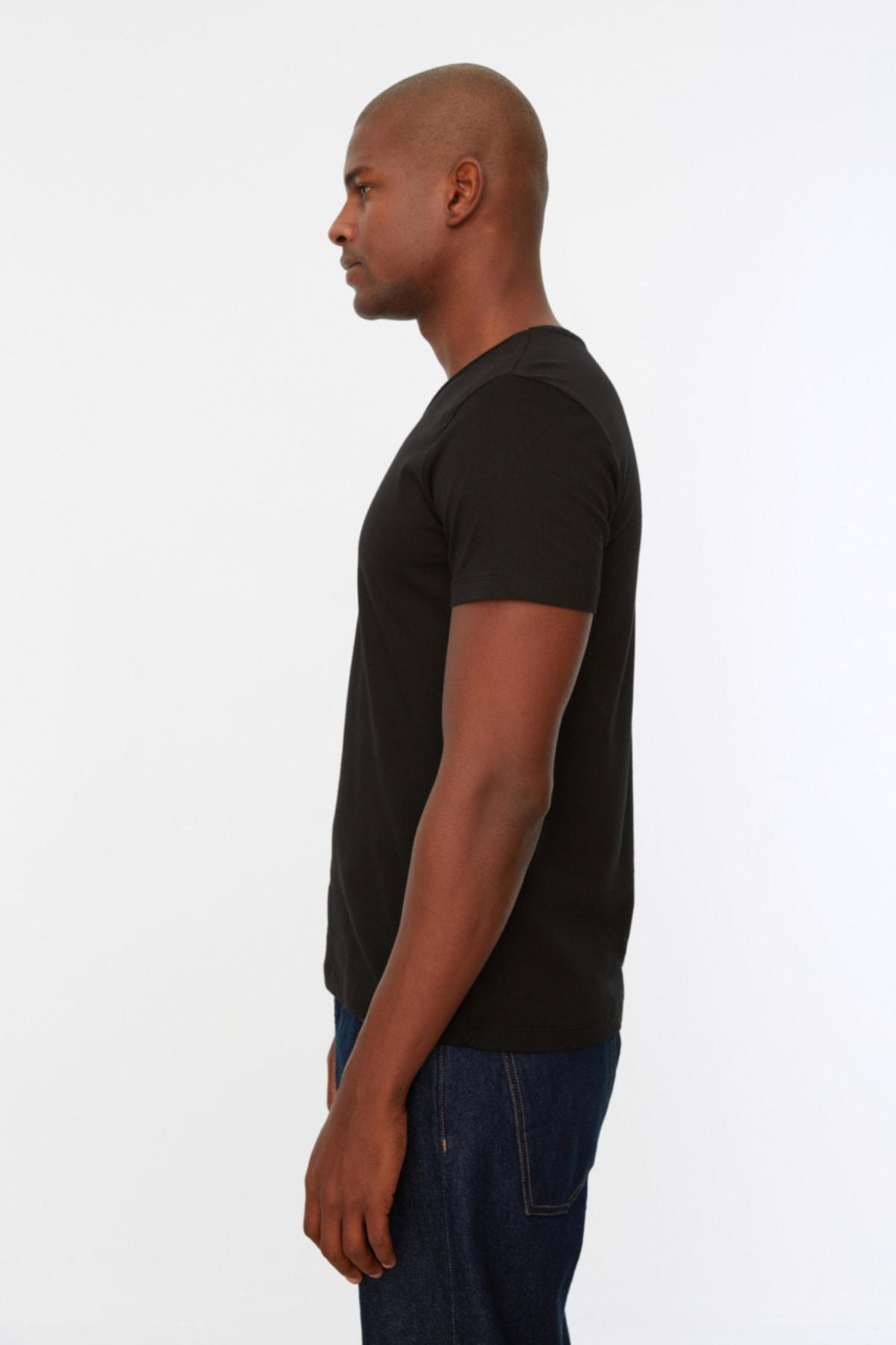 Black Slim V-Neck T-Shirt, , large image number 2