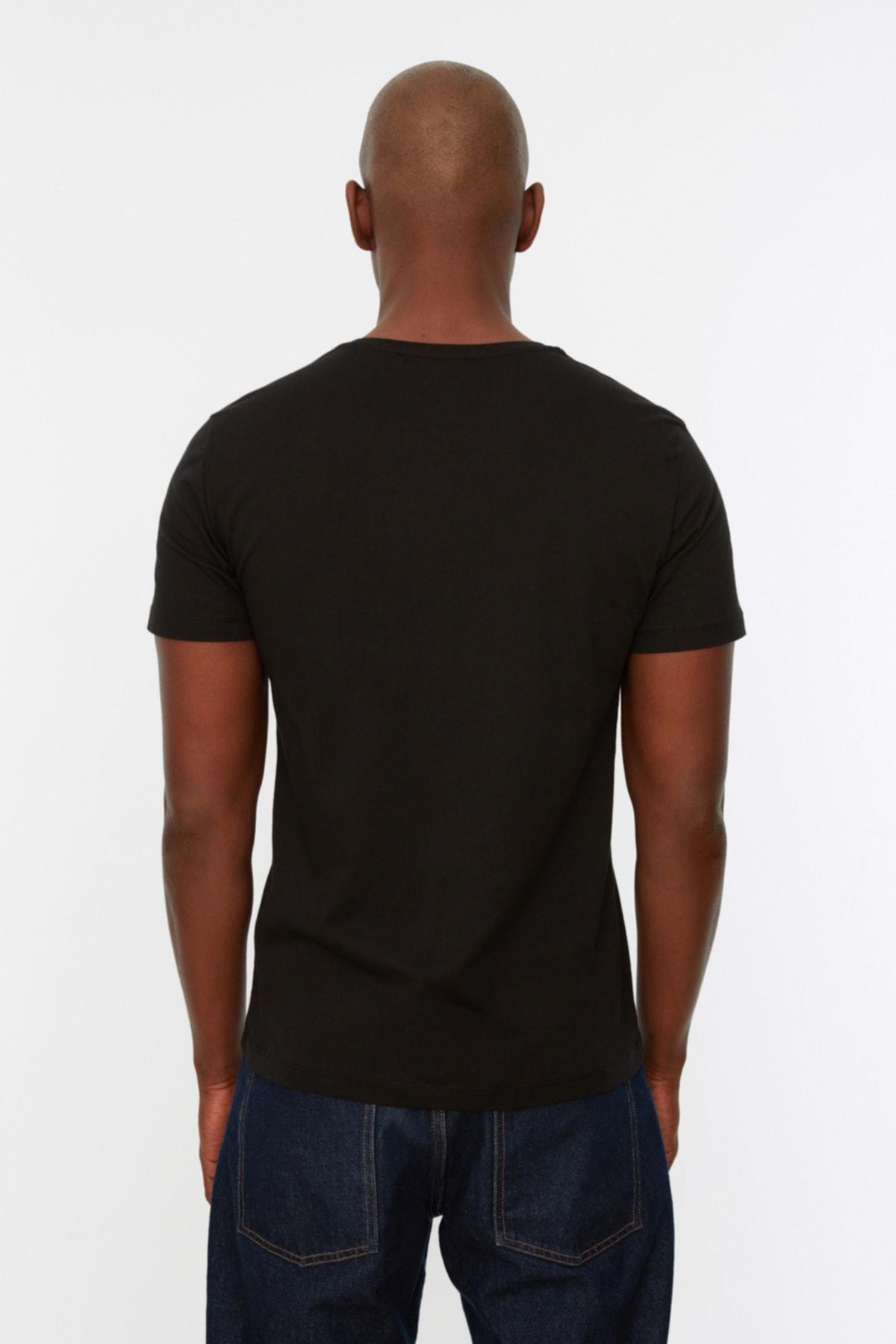 Black Slim V-Neck T-Shirt, , large image number 4