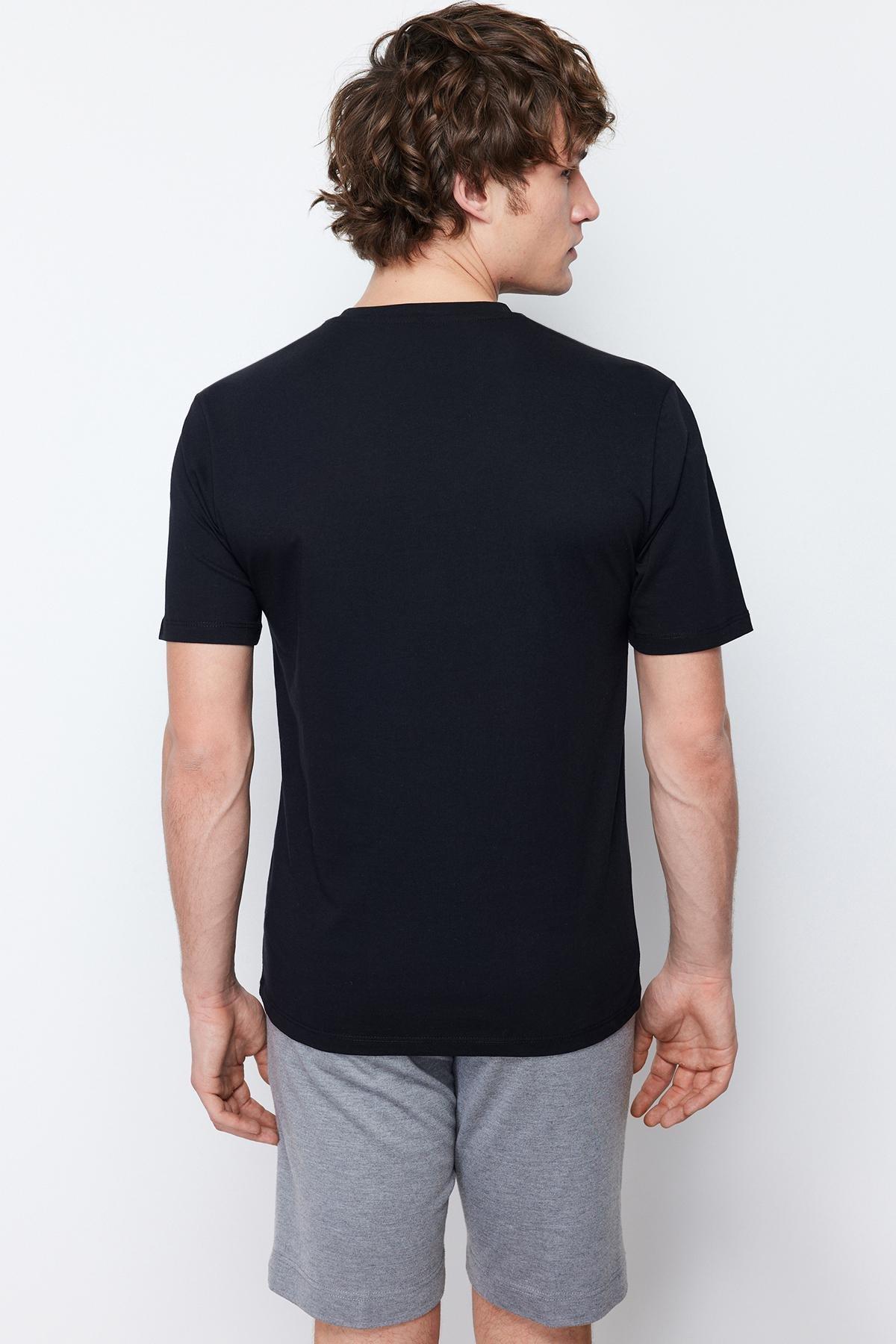 Black Slim V-Neck T-Shirt, , large image number 8