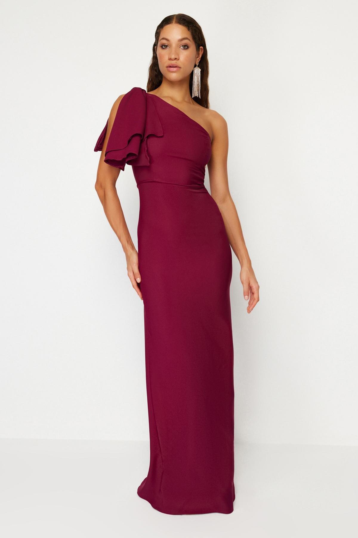 Burgundy Fitted Occasionwear Dress, , large image number 0