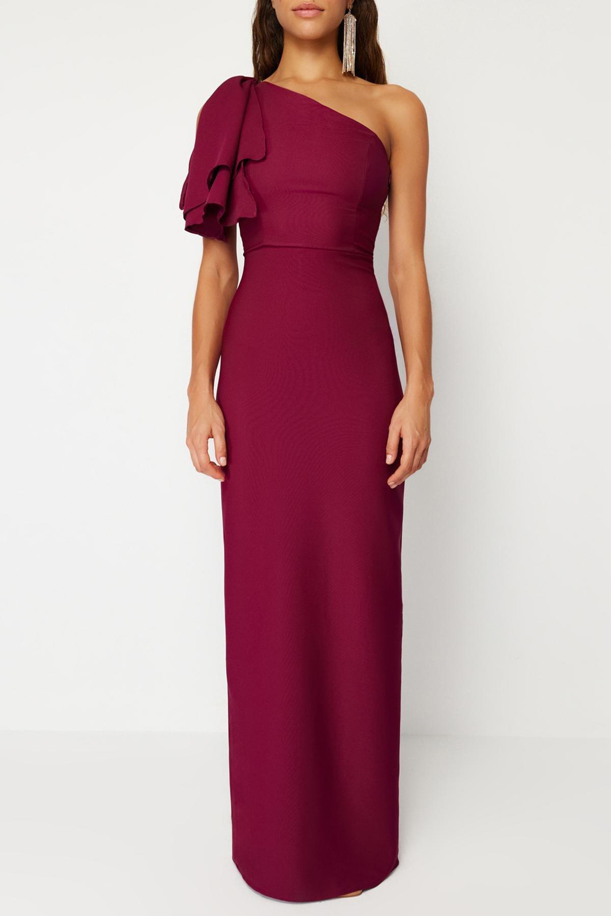 Burgundy Fitted Occasionwear Dress, , large image number 3