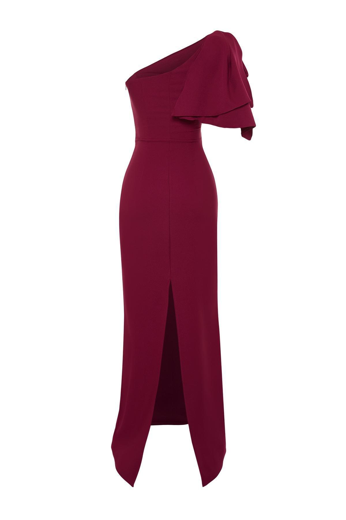 Burgundy Fitted Occasionwear Dress, , large image number 6