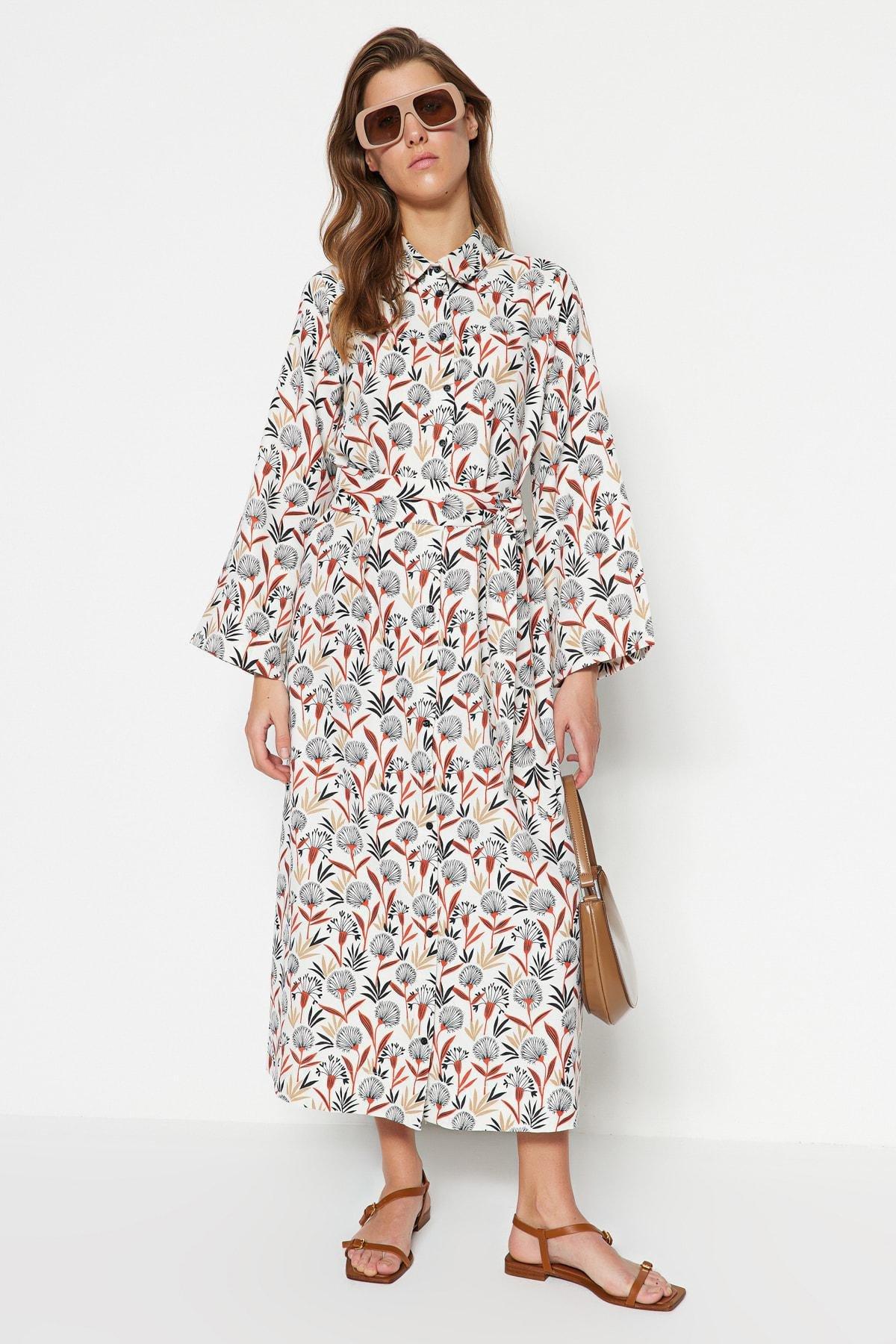 Multicolour Tropical Shirt Dress, , large image number 0