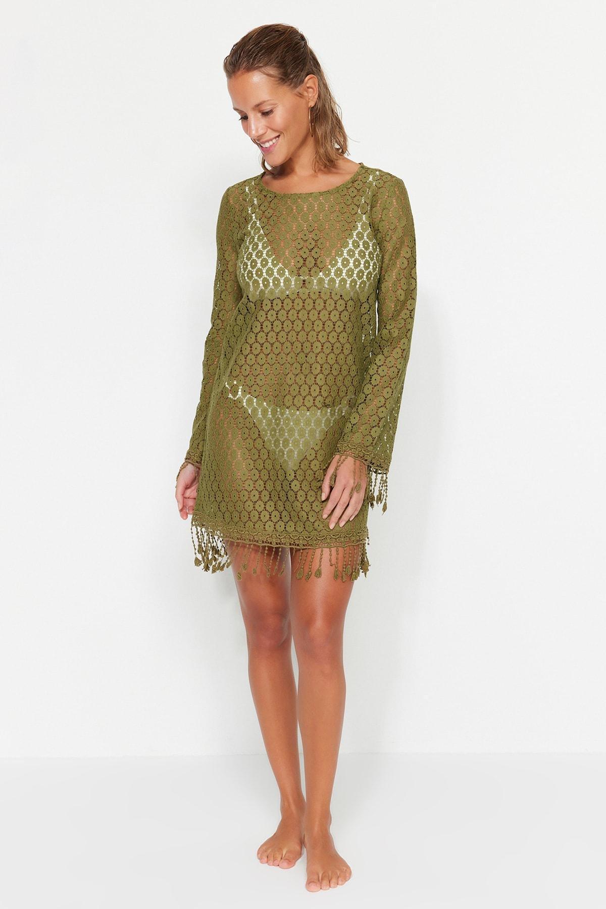 Khaki Boat Neck Bodycon Dress, , large image number 1