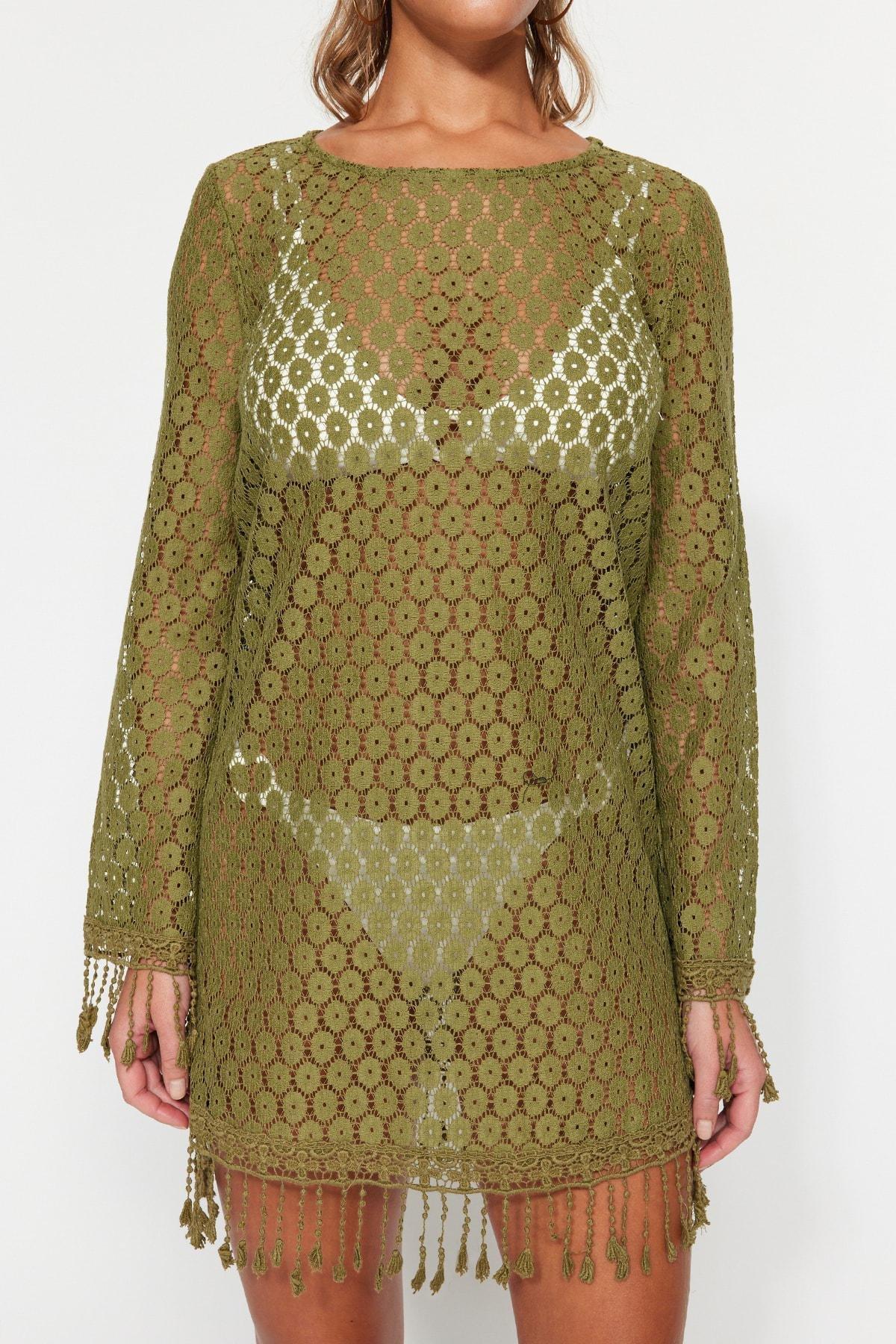 Khaki Boat Neck Bodycon Dress, , large image number 3