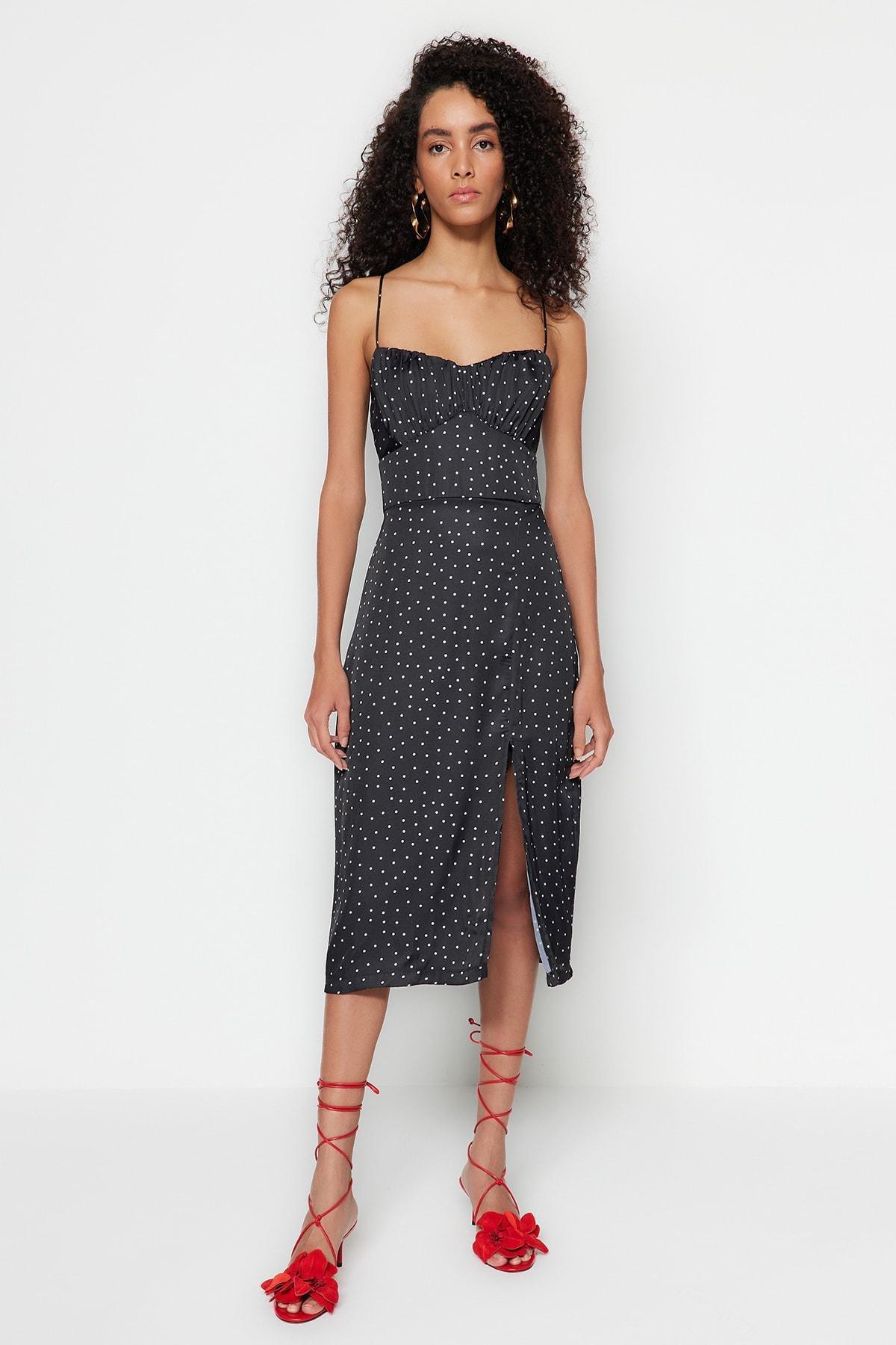 Black Polka Dot Bodycon Dress, , large image number 0