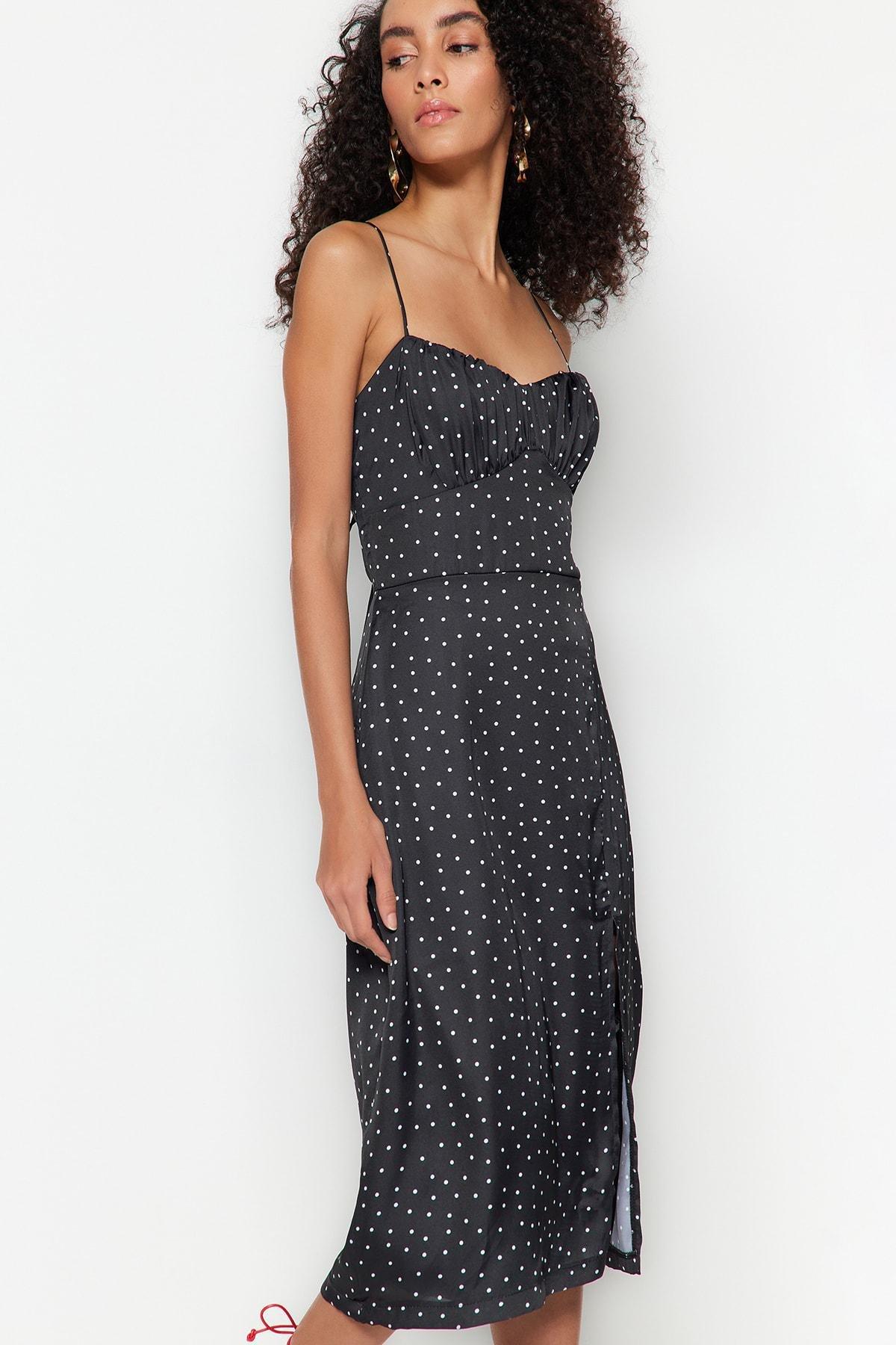 Black Polka Dot Bodycon Dress, , large image number 1