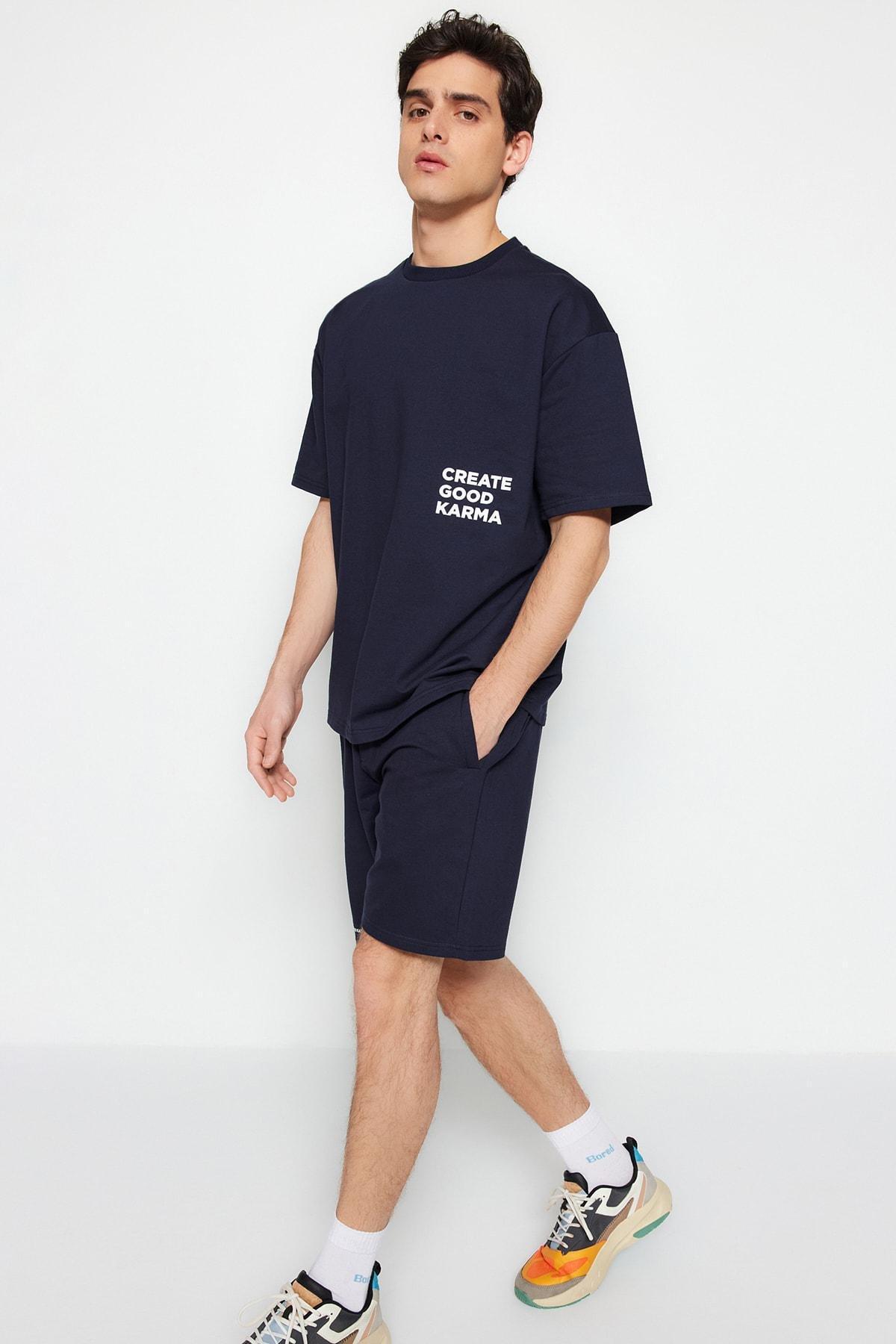 Navy Printed Sweatsuit, , large image number 0
