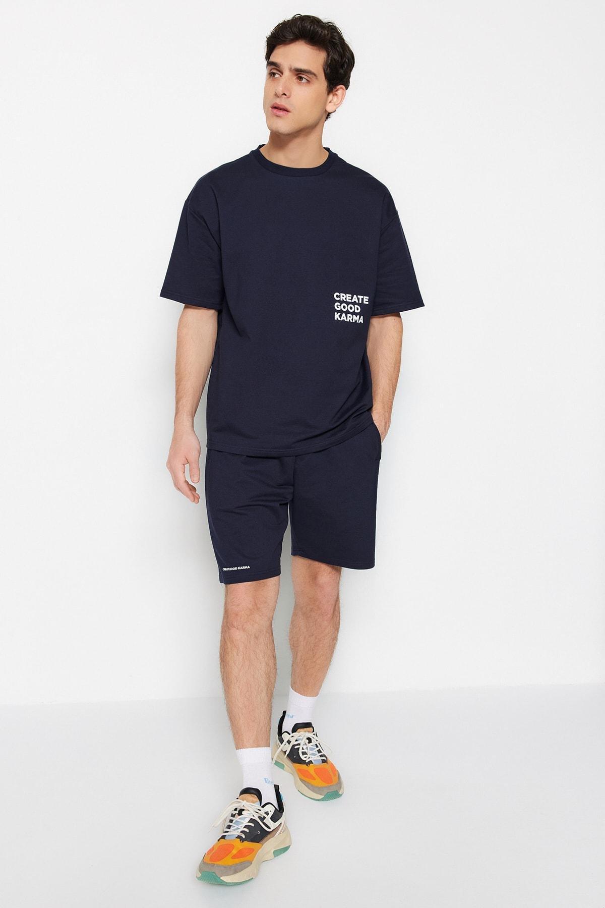 Navy Printed Sweatsuit, , large image number 1