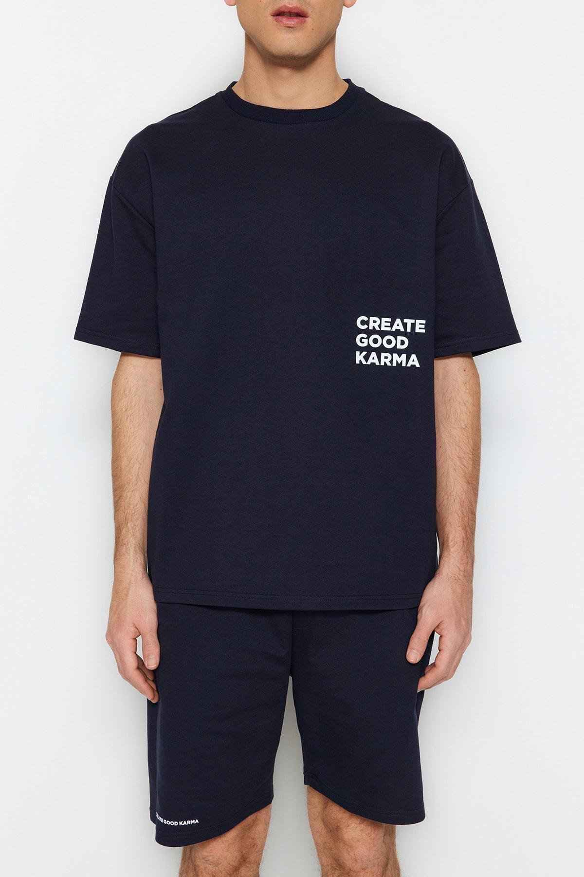 Navy Printed Sweatsuit, , large image number 2
