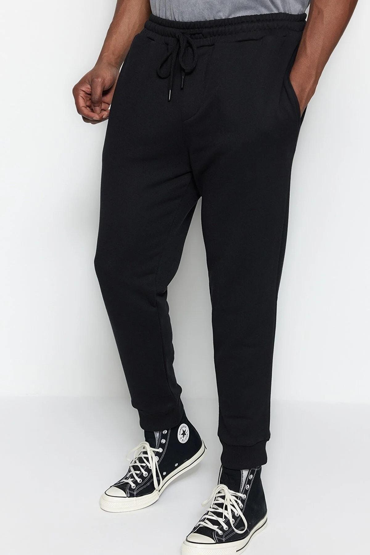 Black Elastic Leg Plus Size Sweatpants, , large image number 2