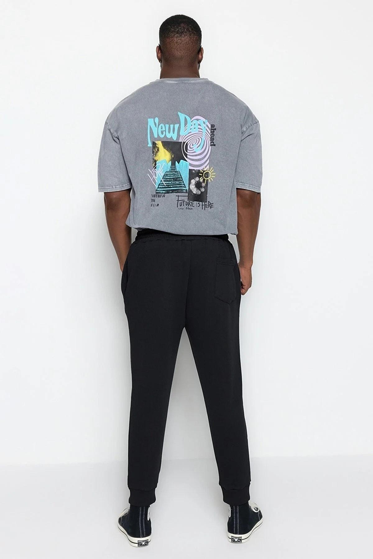 Black Elastic Leg Plus Size Sweatpants, , large image number 4
