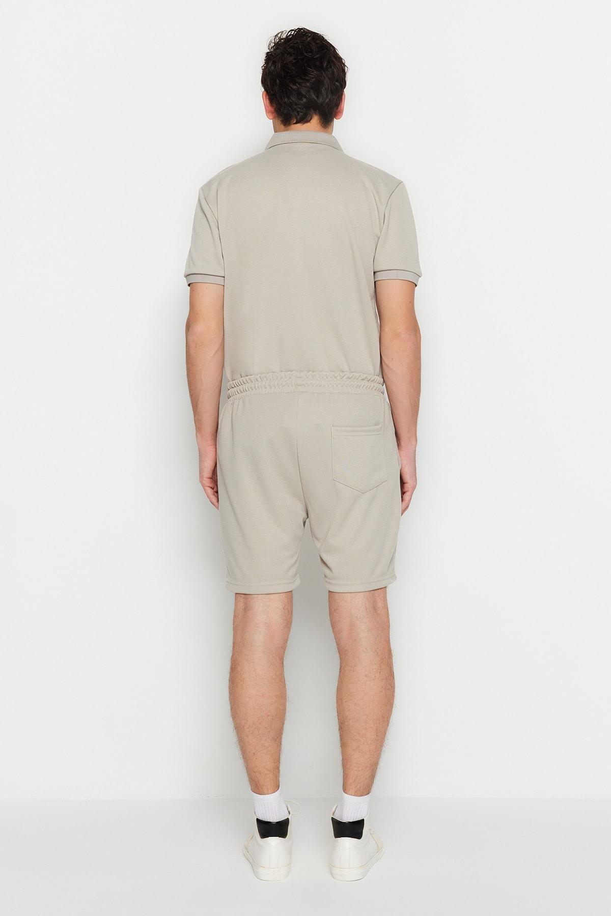 Gray Straight Mid Waist Shorts, , large image number 5