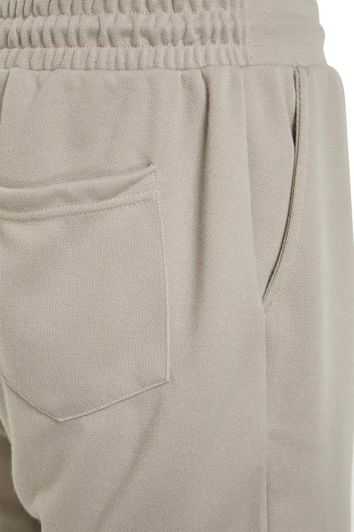 Gray Straight Mid Waist Shorts, Gray, large image number 7