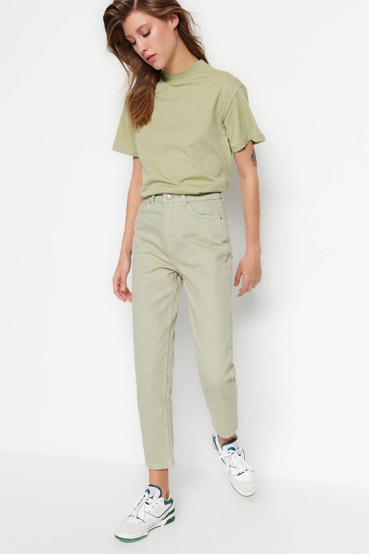 Blue High Waist Mom Jeans, , large image number 0