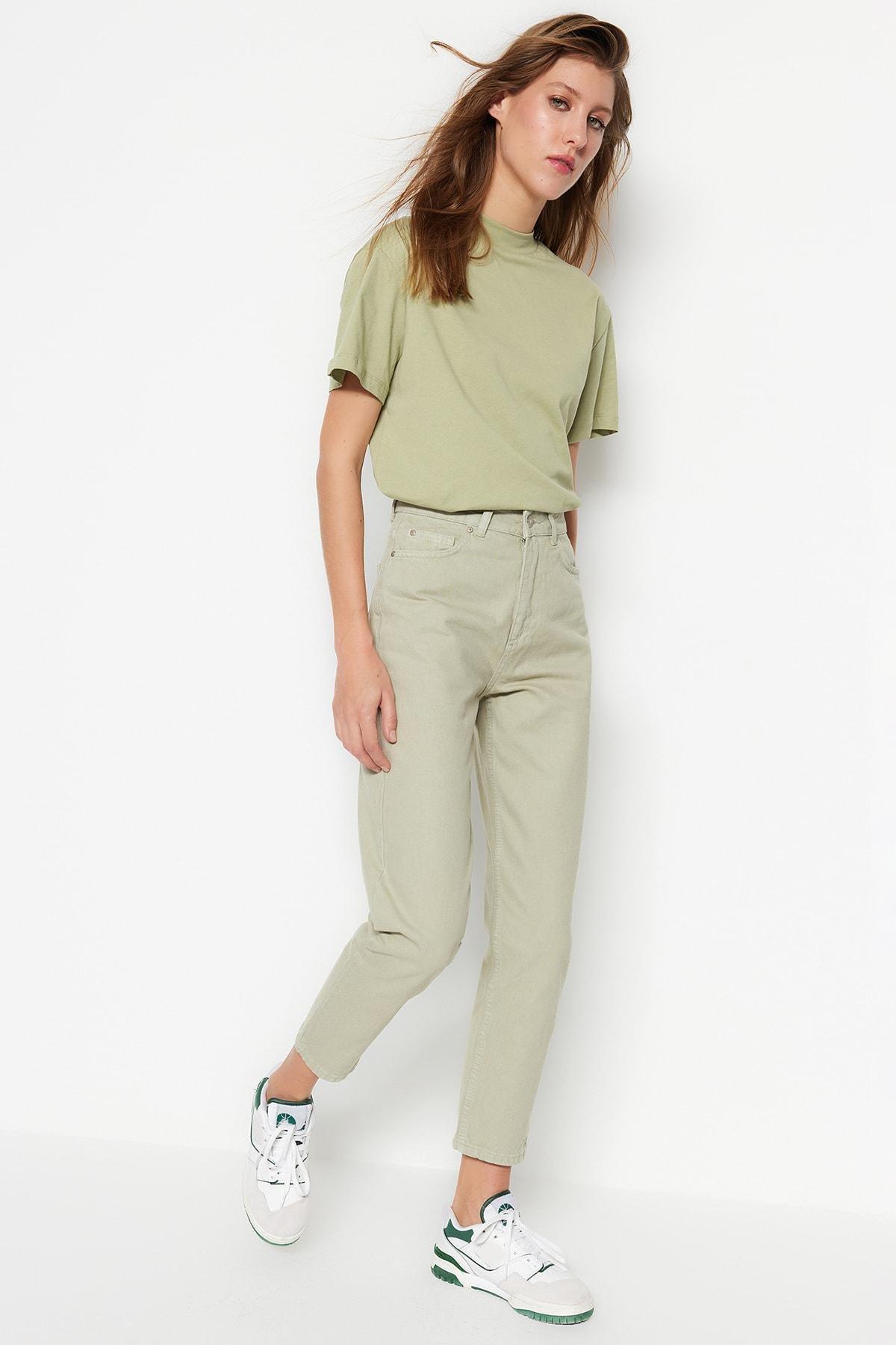 Blue High Waist Mom Jeans, , large image number 1
