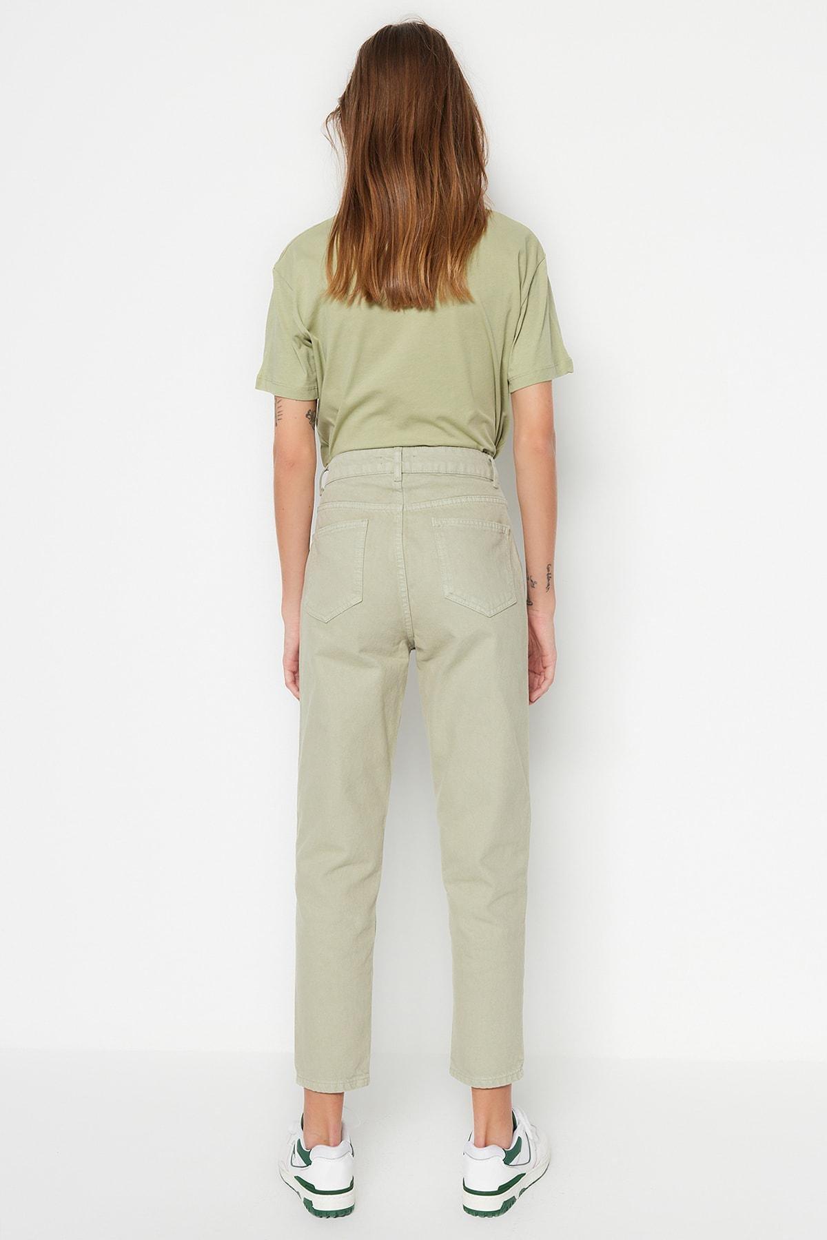 Blue High Waist Mom Jeans, , large image number 4