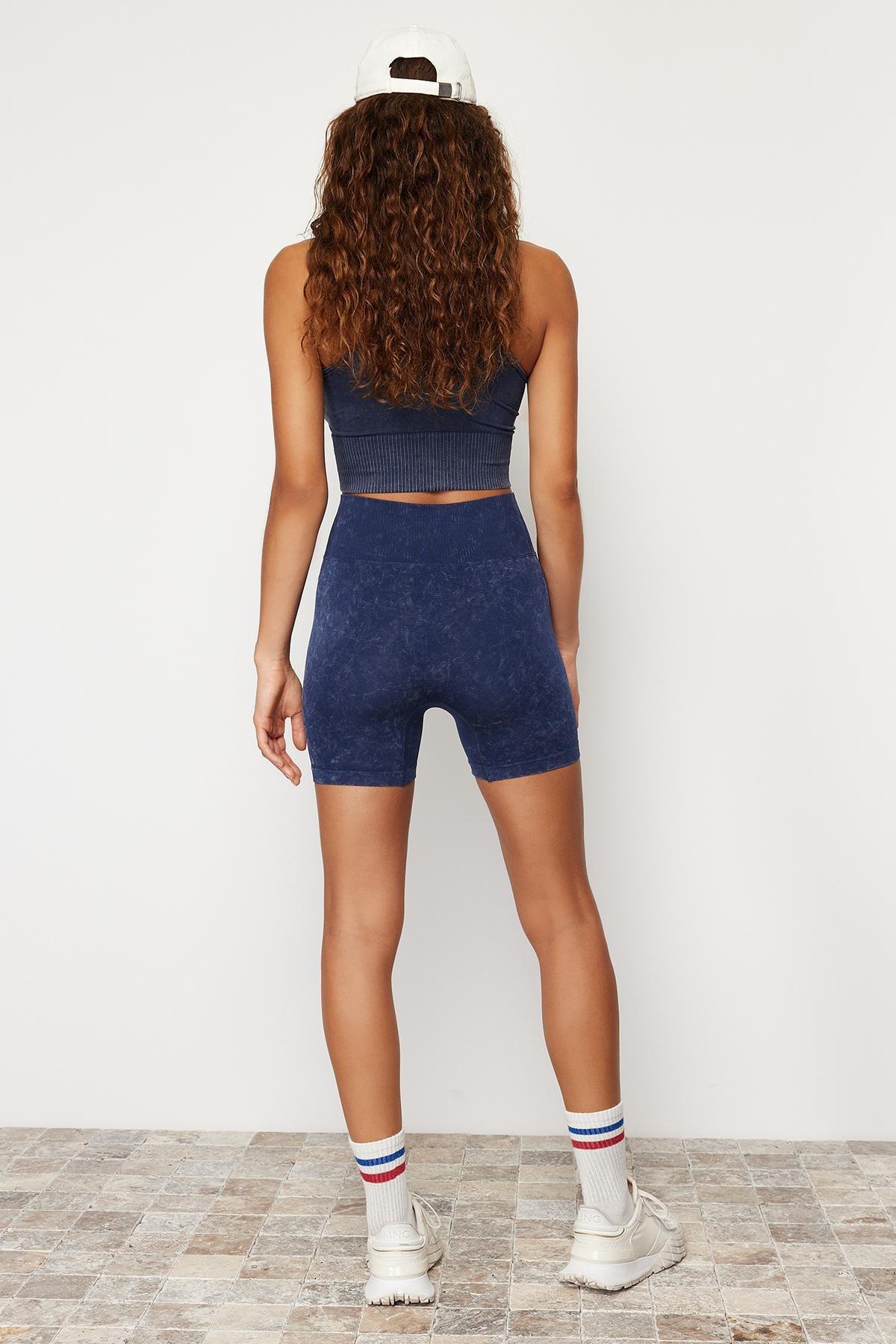 Blue Knitted Sports Short Tights, , large image number 4