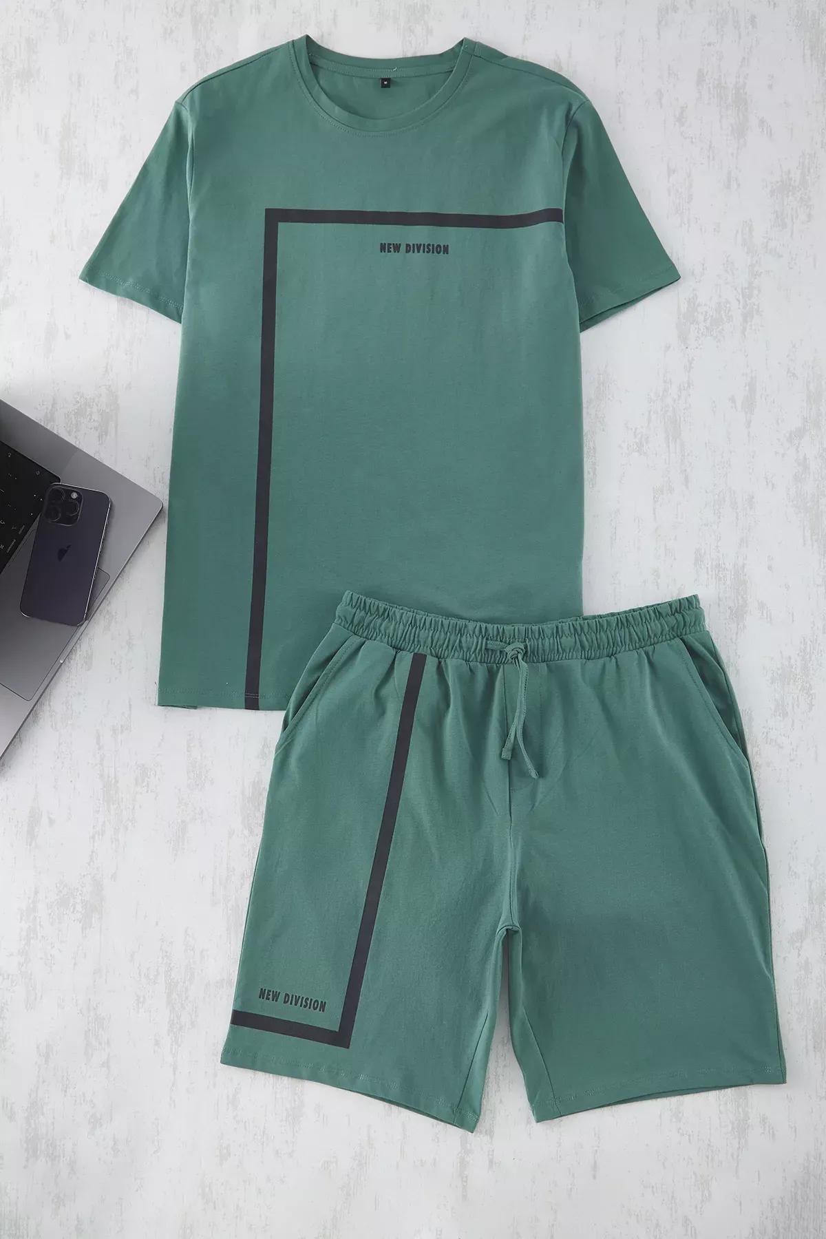 Green Regular Fit Printed Knitted Pajama Set, , large image number 0
