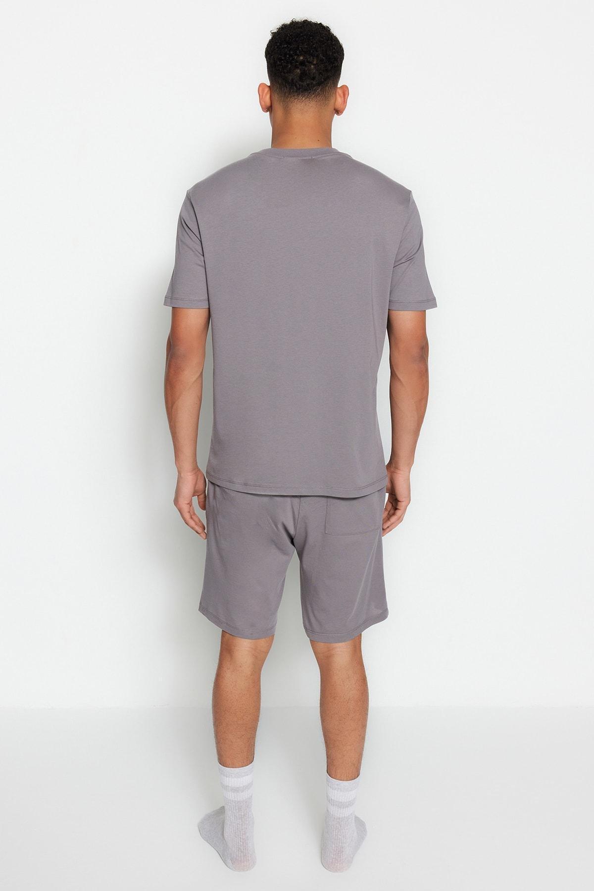 Grey Crew Neck Pajama Set, , large image number 3