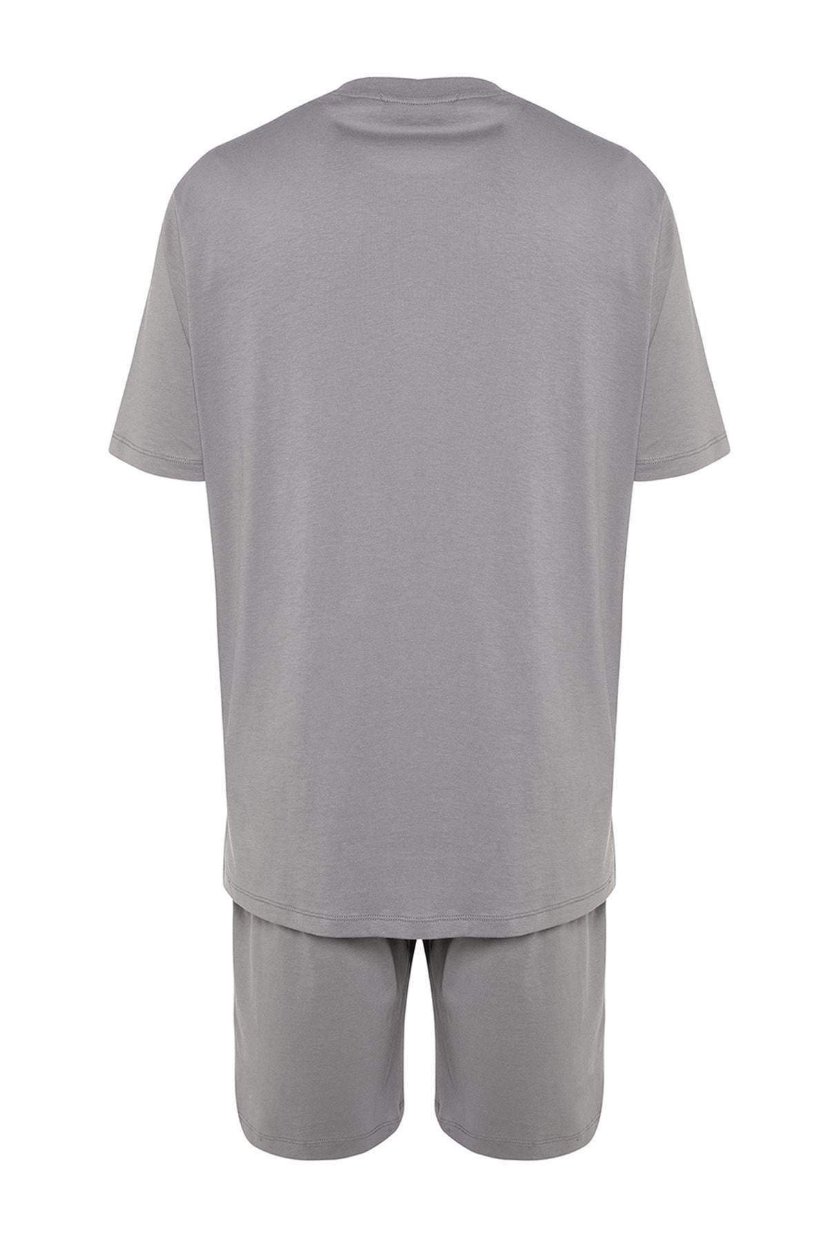 Grey Crew Neck Pajama Set, , large image number 9