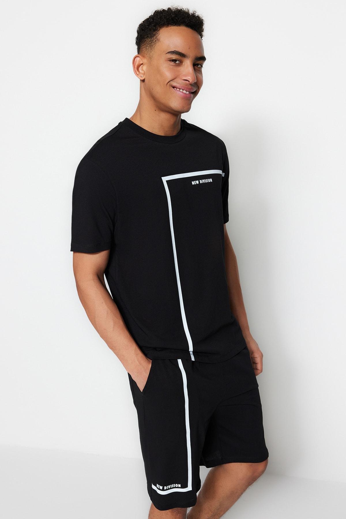 Black Printed Pajama Set, , large image number 2