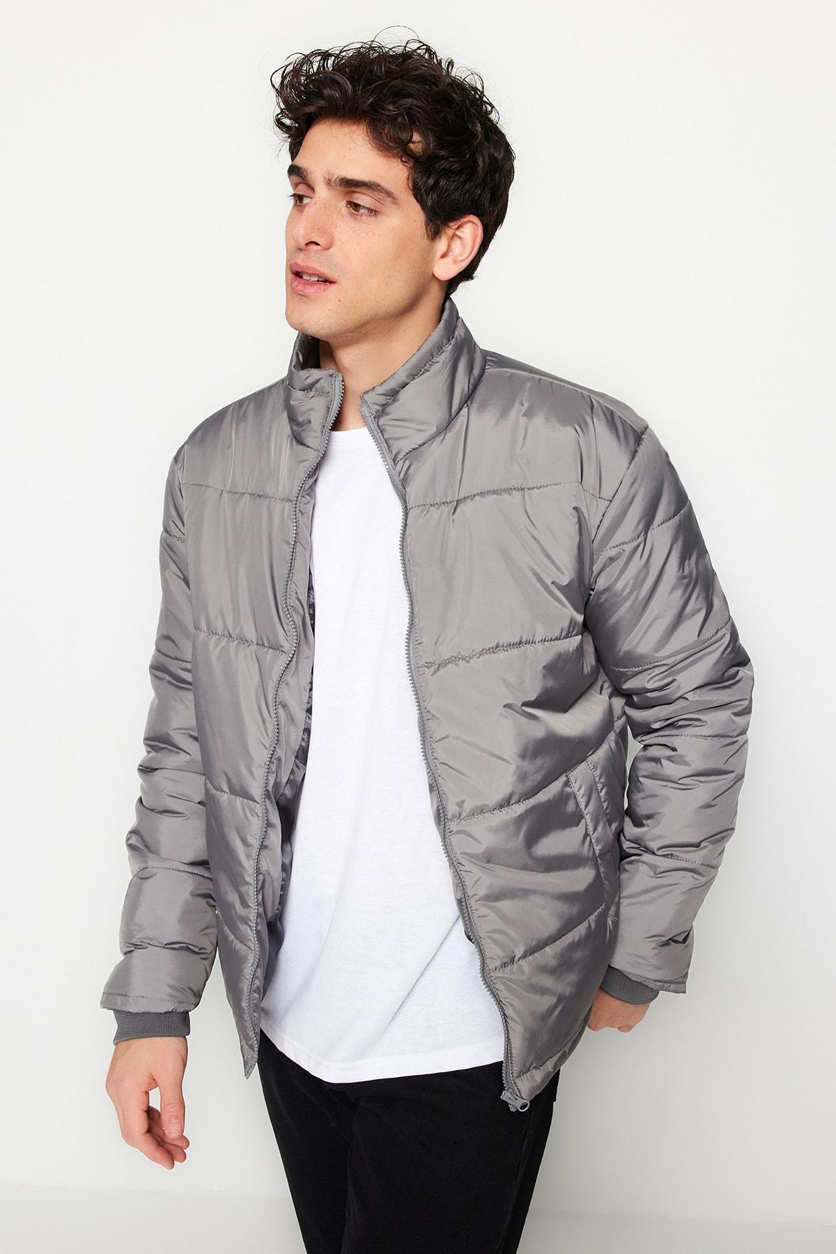 Grey Basic Puffed Jacket, C101_6999, large image number 0