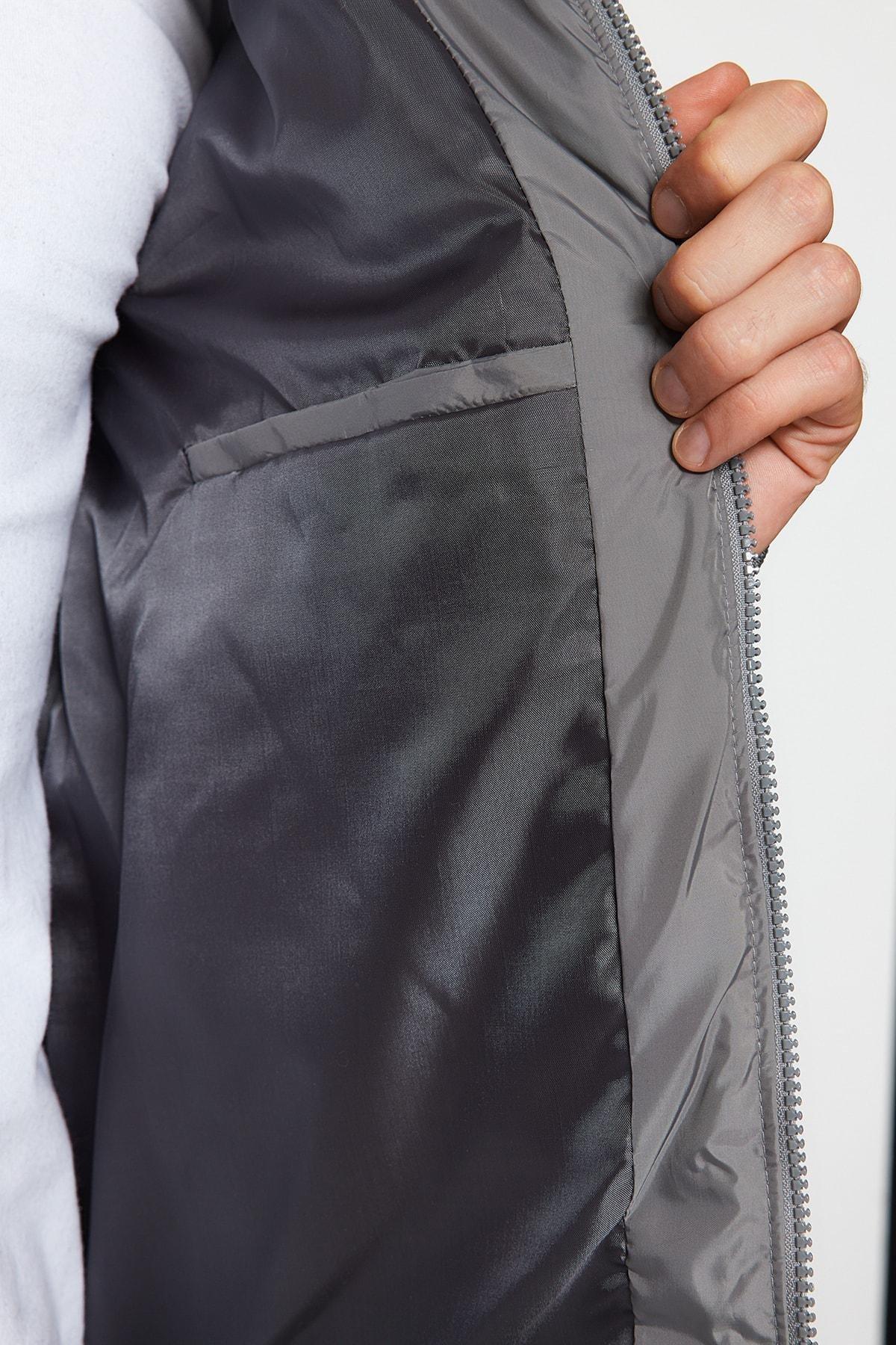 Grey Basic Puffed Jacket, C101_6999, large image number 3