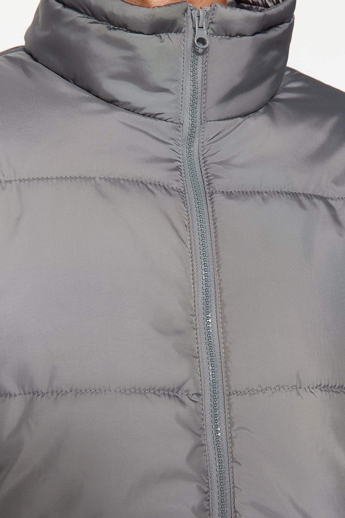 Grey Basic Puffed Jacket, C101_6999, large image number 7