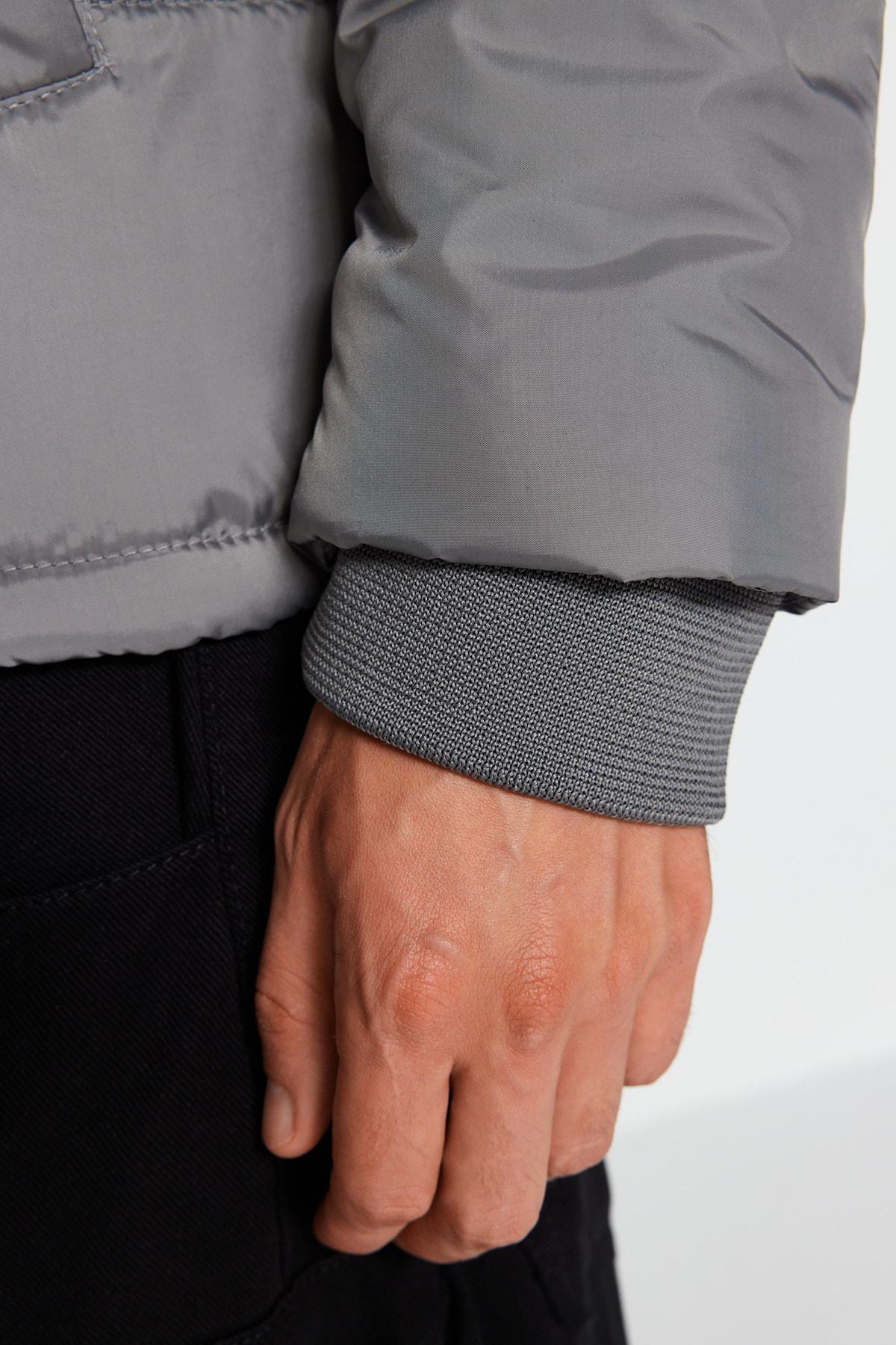 Grey Basic Puffed Jacket, C101_6999, large image number 8