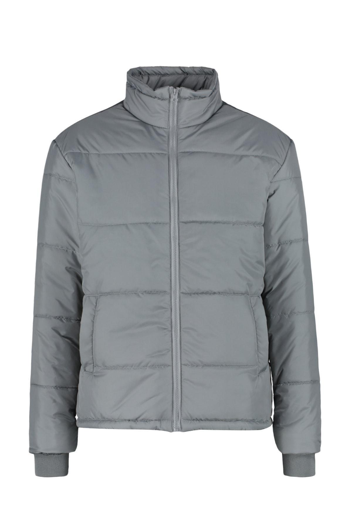 Grey Basic Puffed Jacket, C101_6999, large image number 9