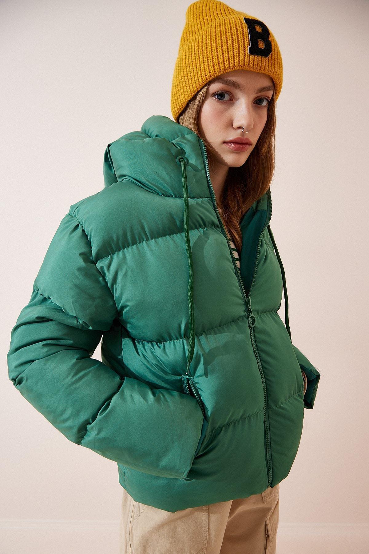 Happiness Istanbul - Green Hooded Inflatable Coat