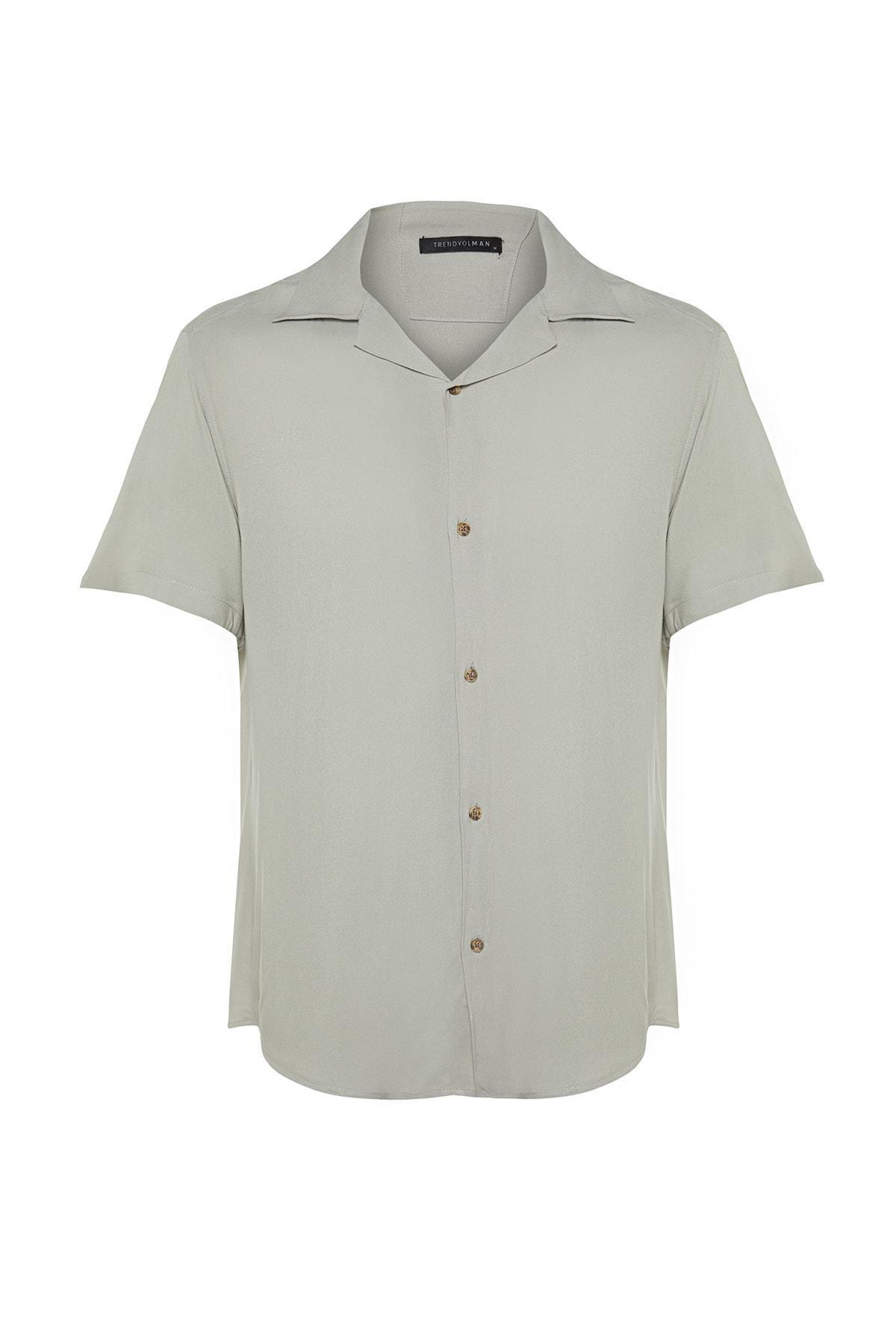 Grey Regular Lapel Collar Shirt, , large image number 5