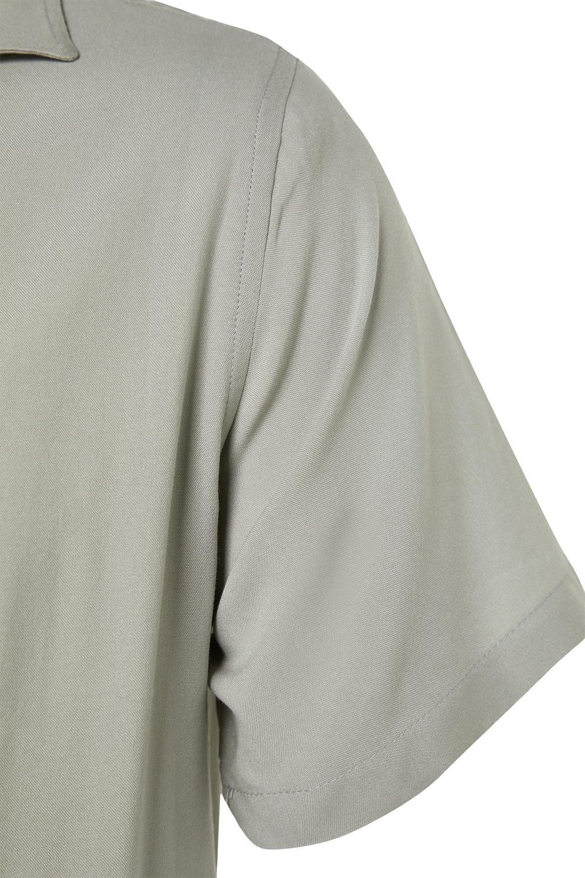 Grey Regular Lapel Collar Shirt, , large image number 6