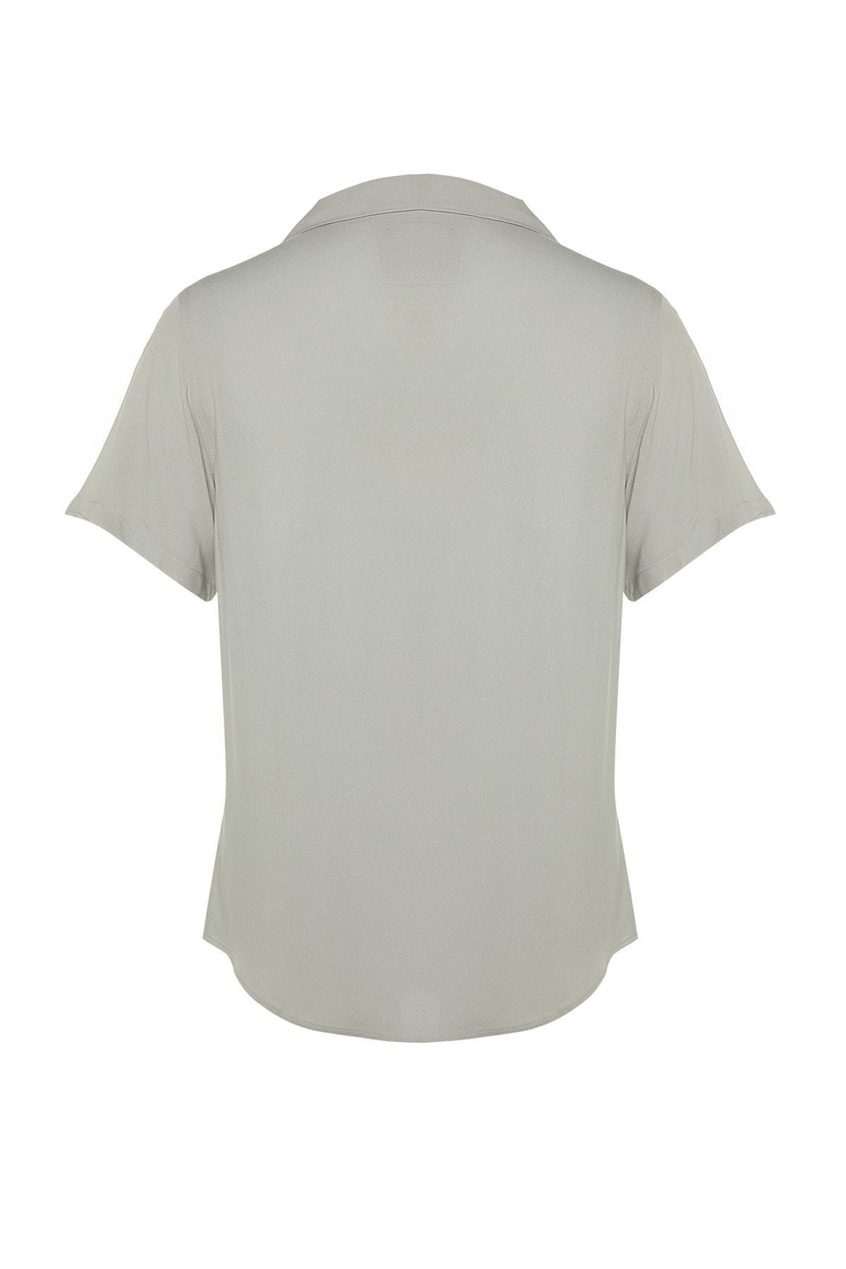 Grey Regular Lapel Collar Shirt, , large image number 7