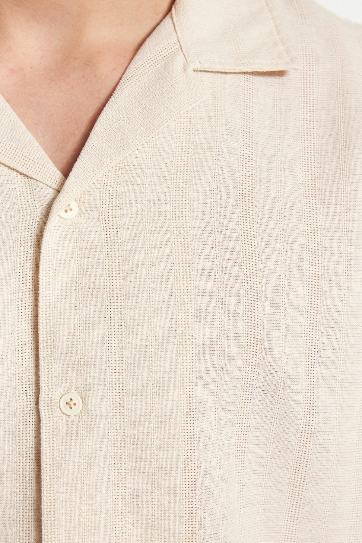 Beige Cotton Collared Shirt, , large image number 4