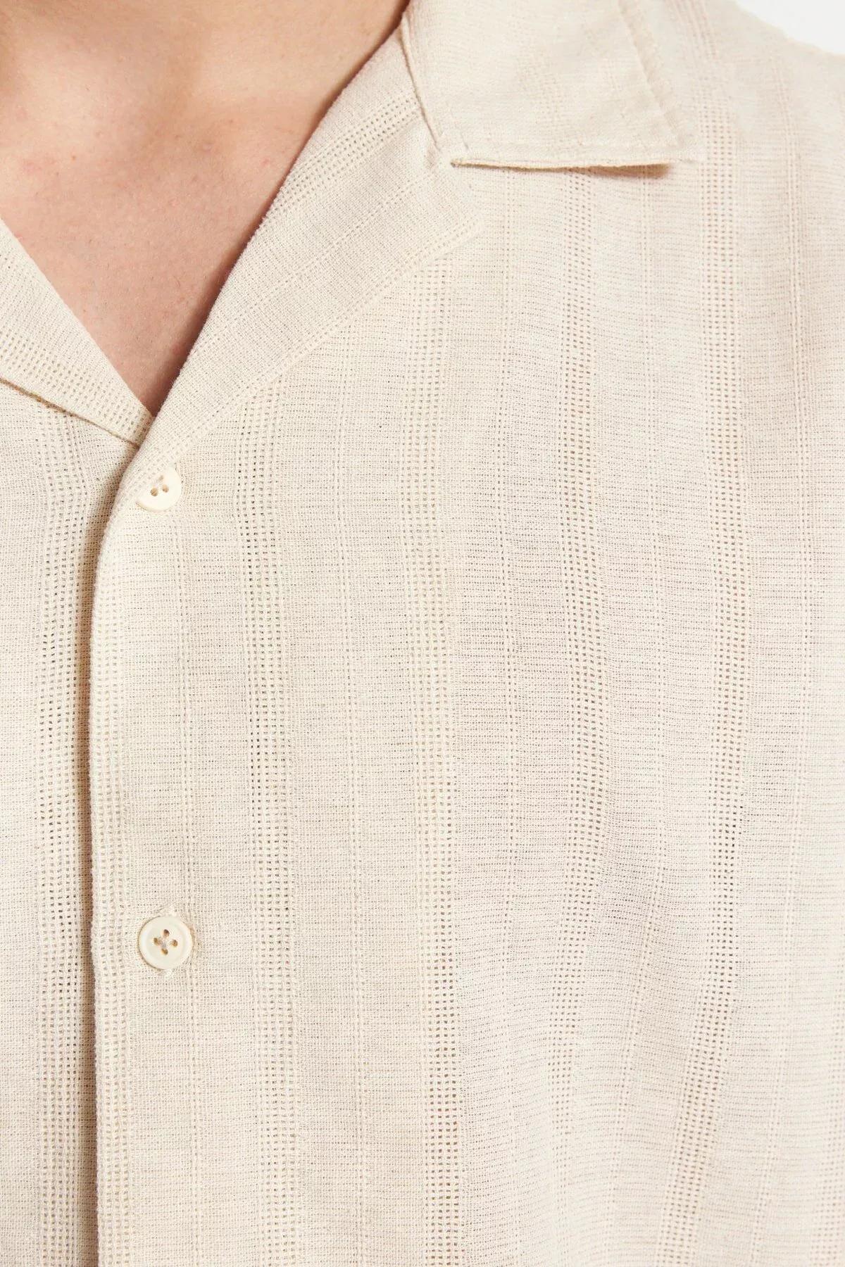 Beige Cotton Collared Shirt, Beige, large image number 5