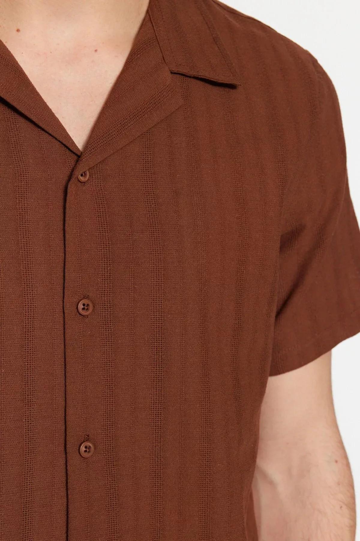 Brown Cotton Collared Shirt, Brown, large image number 2