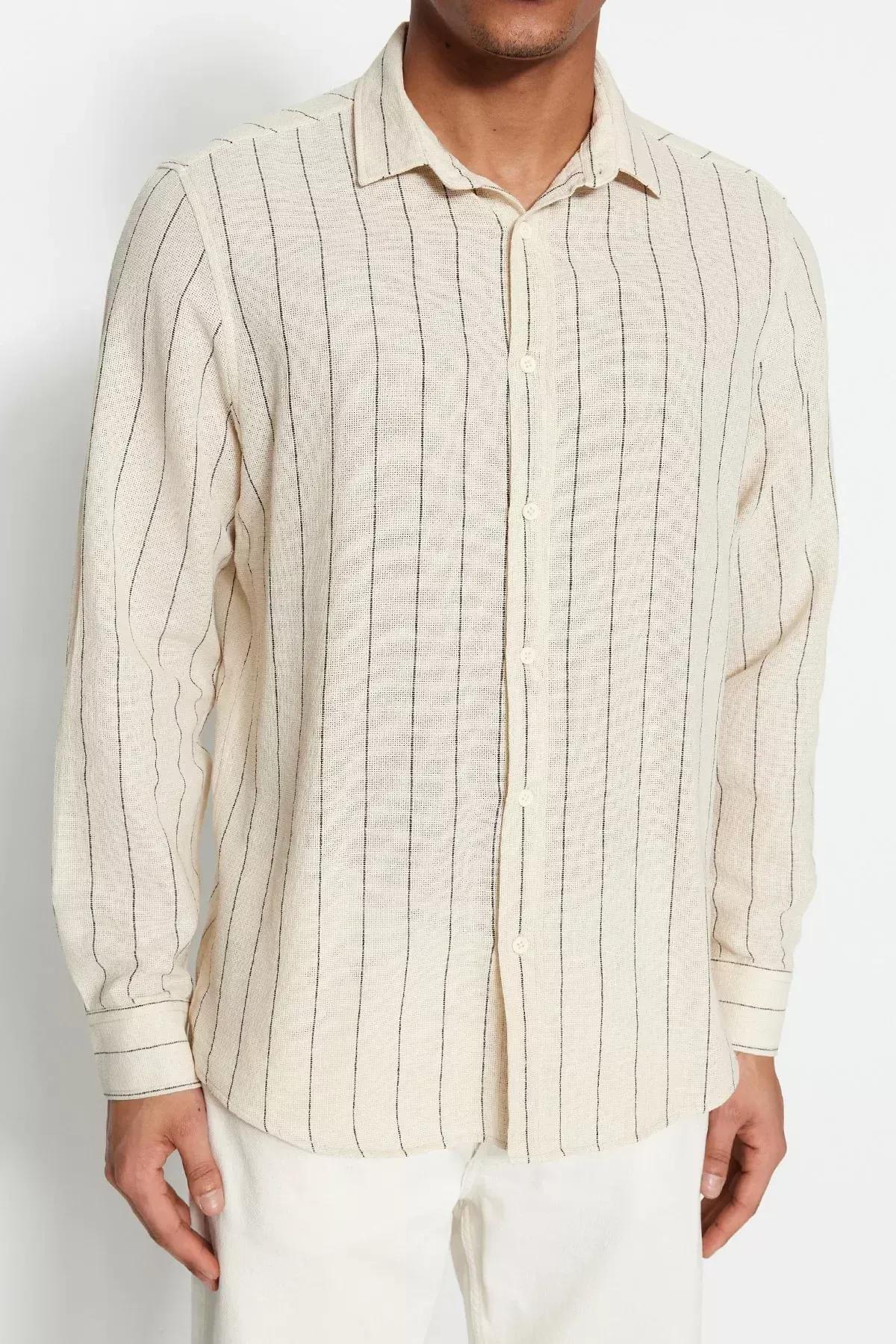 Cream Striped Shirt, Black, large image number 3