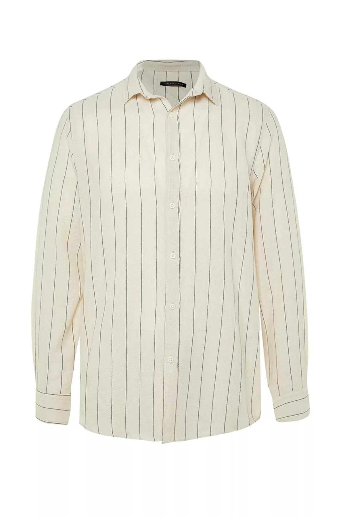 Cream Striped Shirt, Black, large image number 5