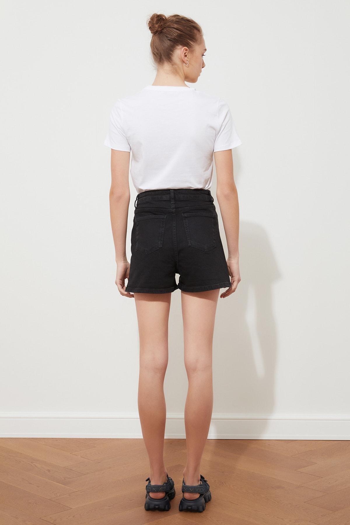 Black High Waist Shorts, , large image number 3