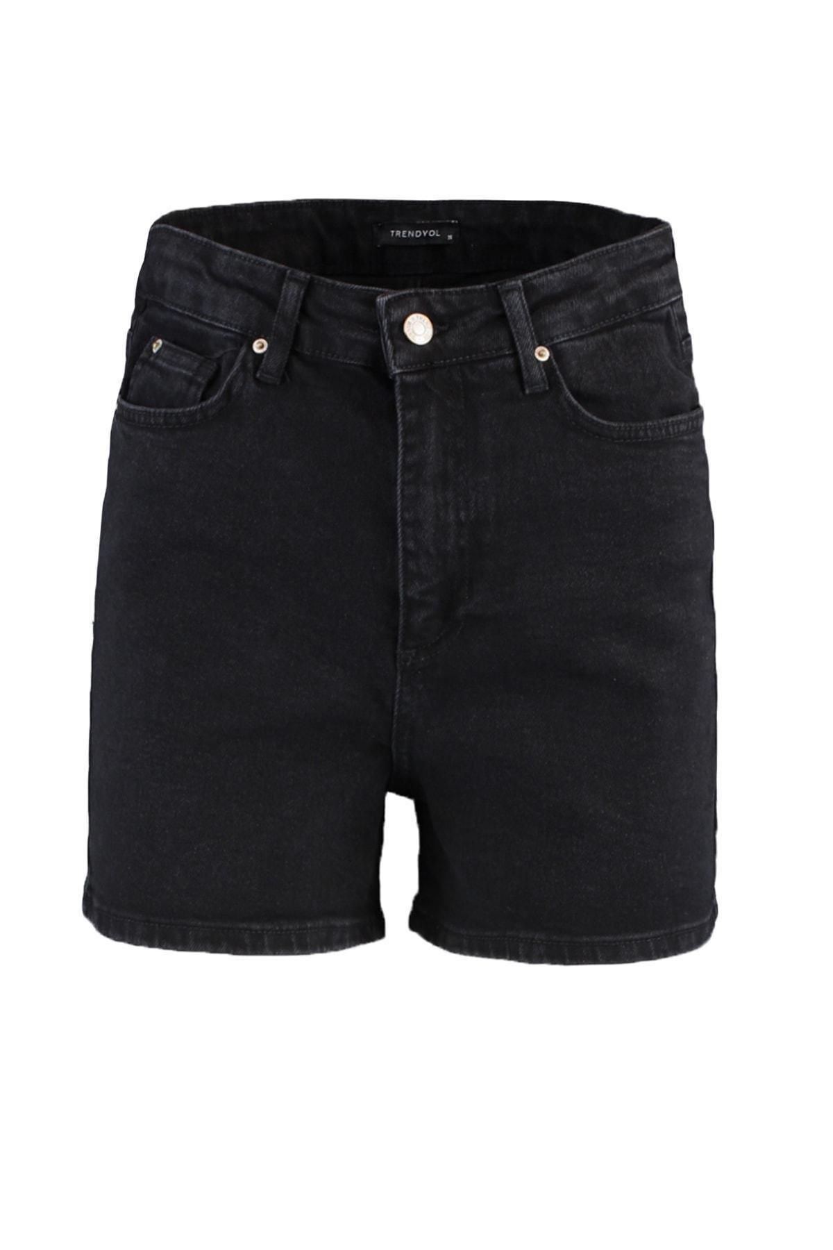 Black High Waist Shorts, , large image number 4