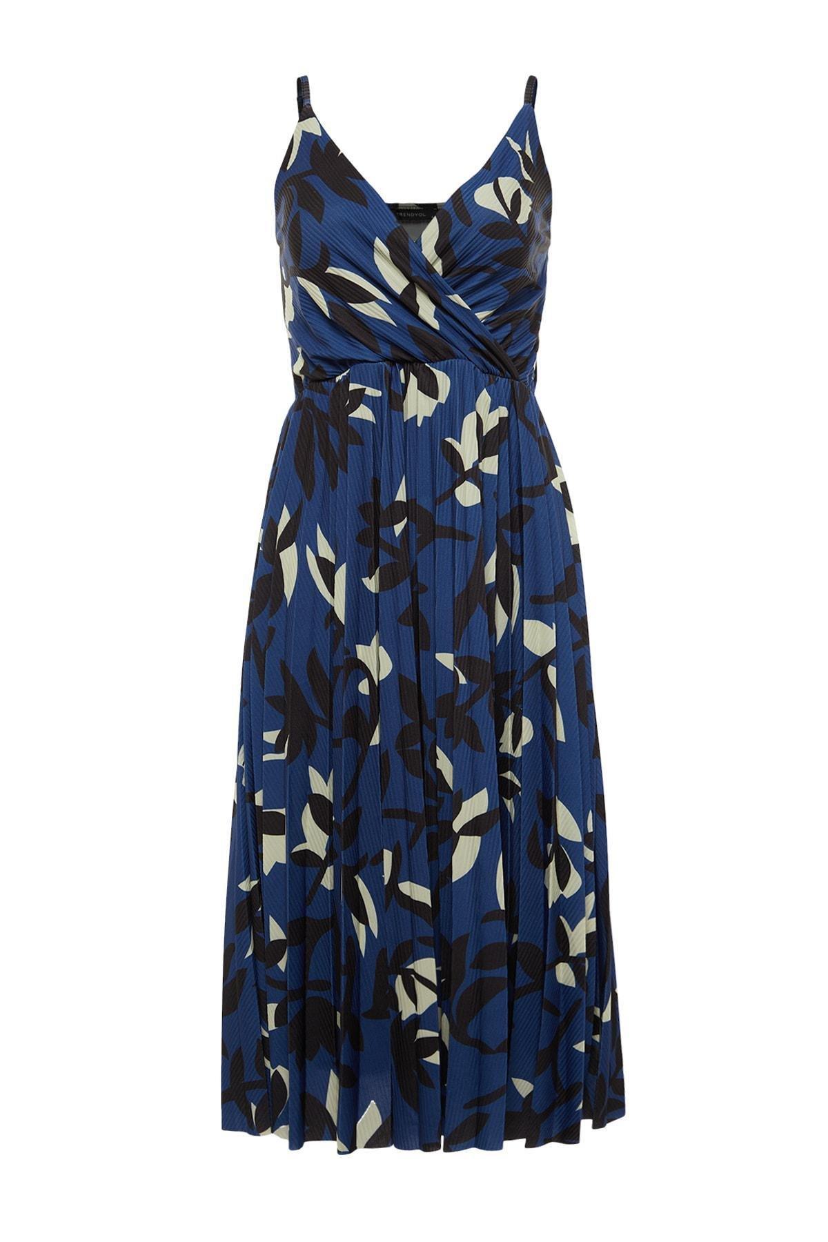 Multicolour Floral Patterned Pleated Dress, , large image number 5